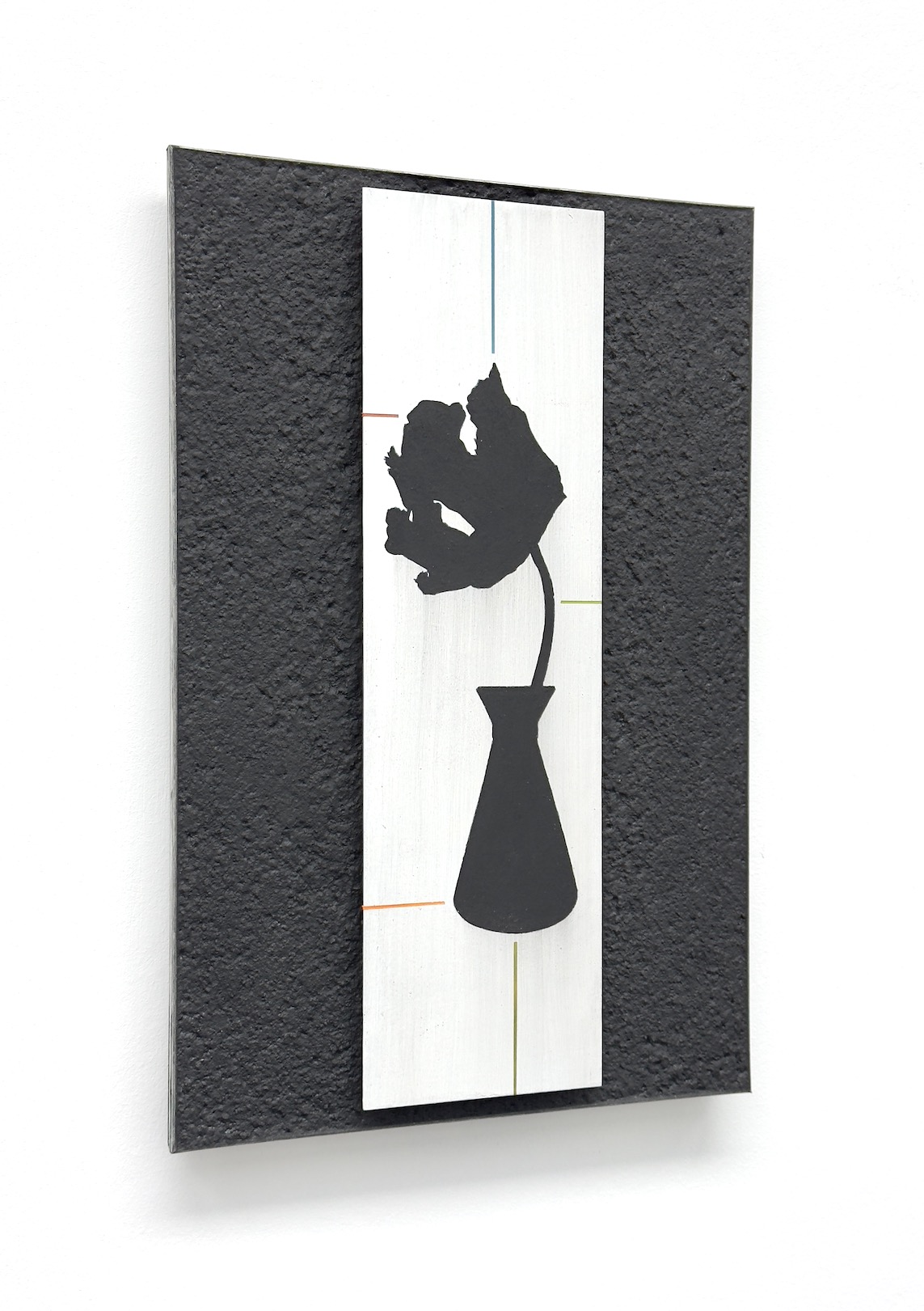 ‘When the night …, the parrot …!’, 2024, conté pencil and acrylic on paper/aluminium and cement/aluminium, 30 x 20 cm.