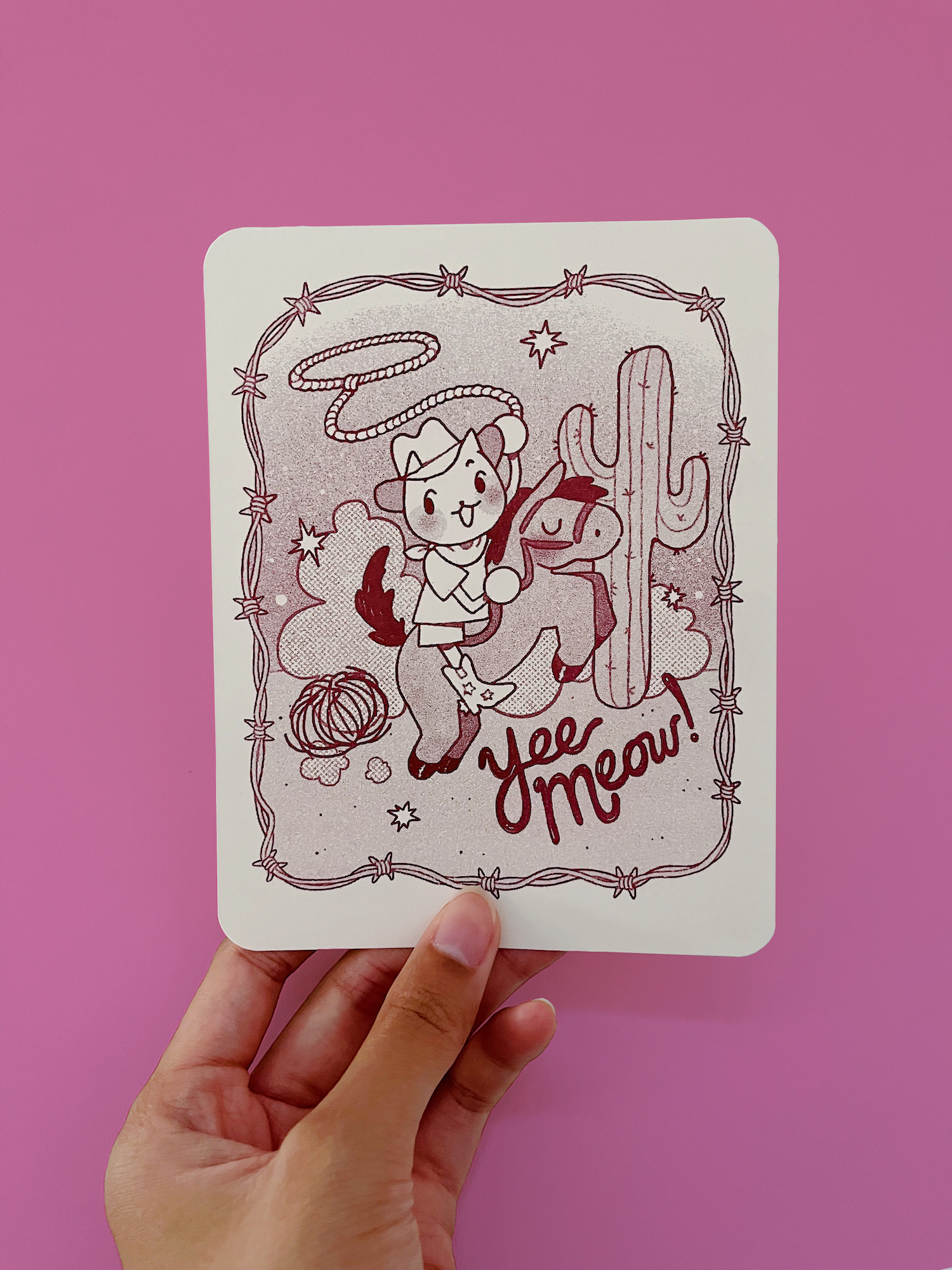 Cowboy Cat, Risograph Print (2022)