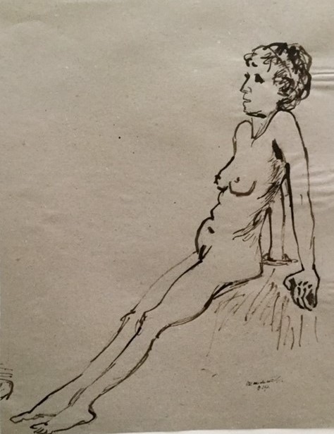 Oude vrouw 2014 - sepia 40x30 cm