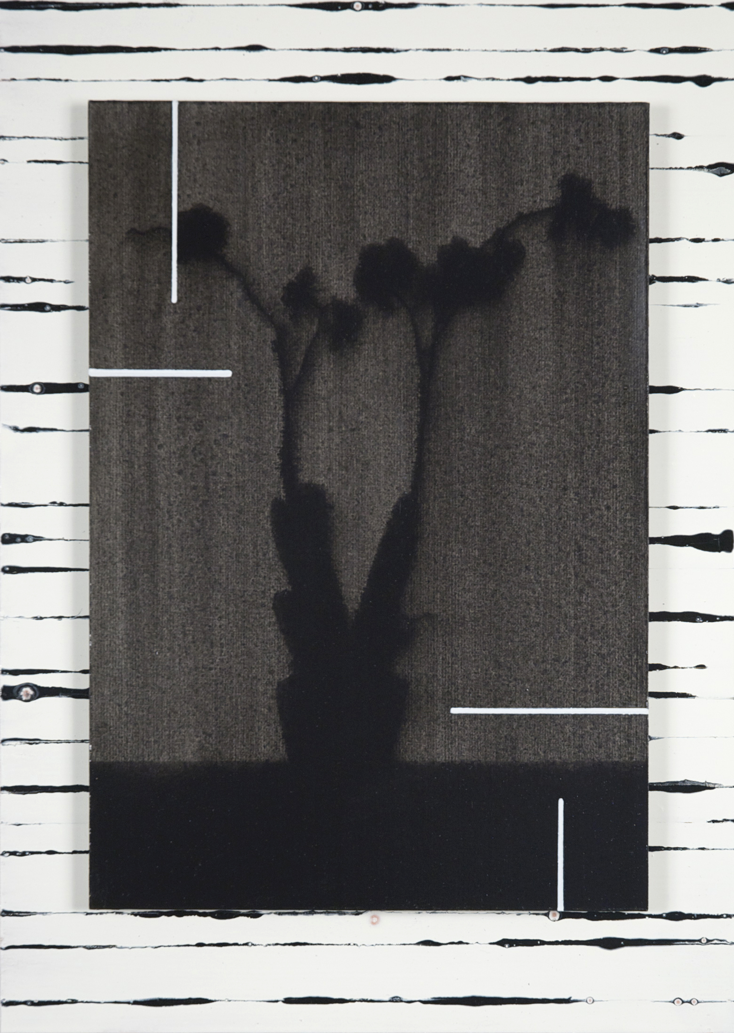 Untitled 2016, acrylic and alkyd on paper/aluminium, 29.5 x 21 cm, private collection