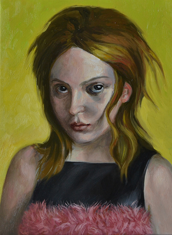  La pelliccia rosa, olio su tela, 50x40 xm  