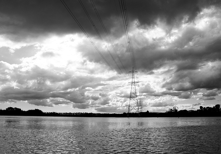 The Whau River acts as a pylon corridor. The Muddy Urbanism Lab questioned the mono-functionality of the pylons. Whau River in Tamaki Makaurau Auckland. Photograph: Zee Shake Lee