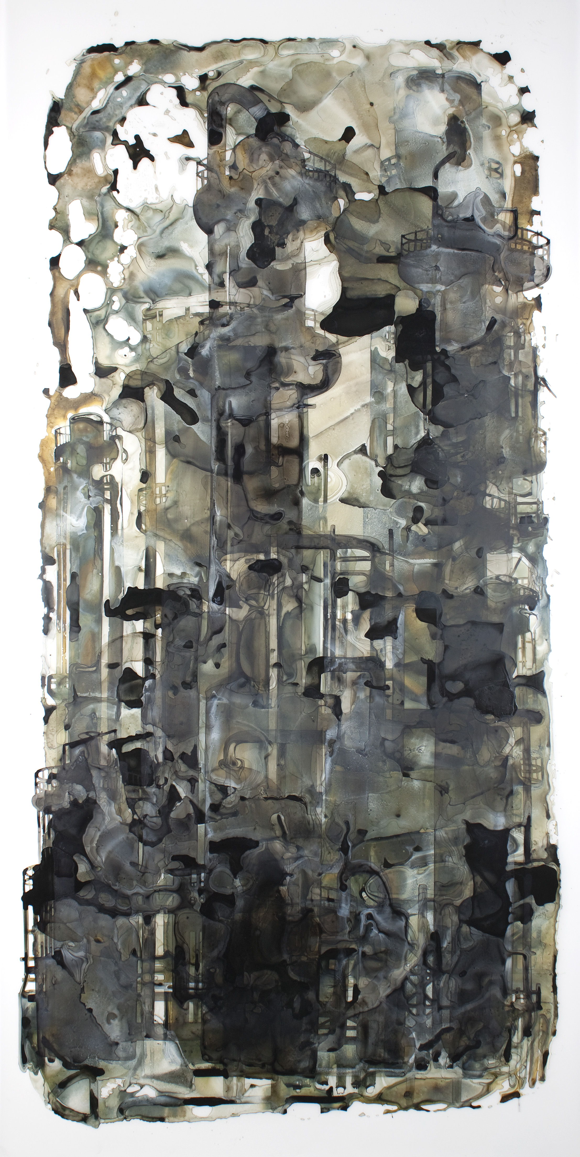 Frackenstein, ink on polyester film, 84" x 40"