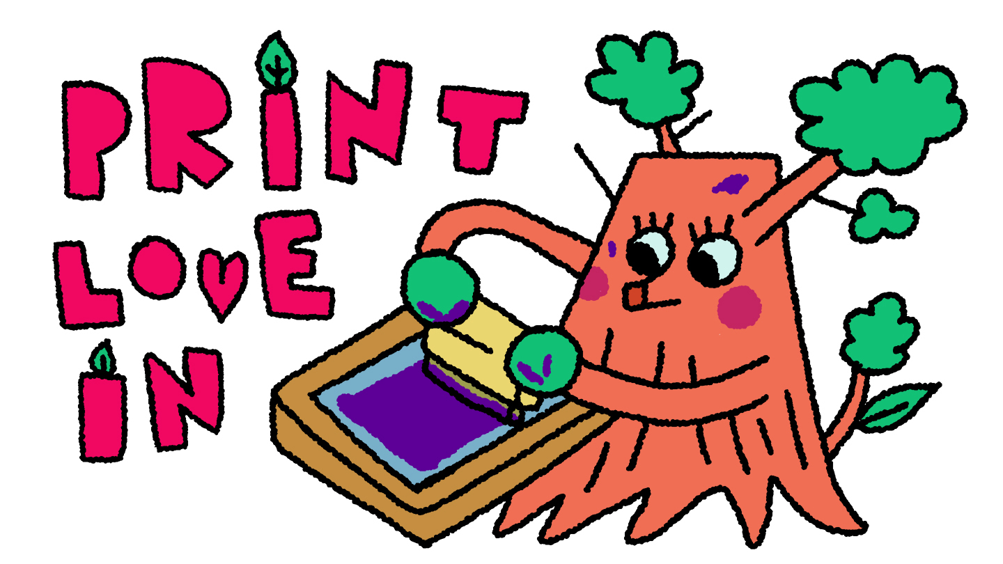 Promotional illustration for Fleisher Art Memorial’s “Print Love In” event