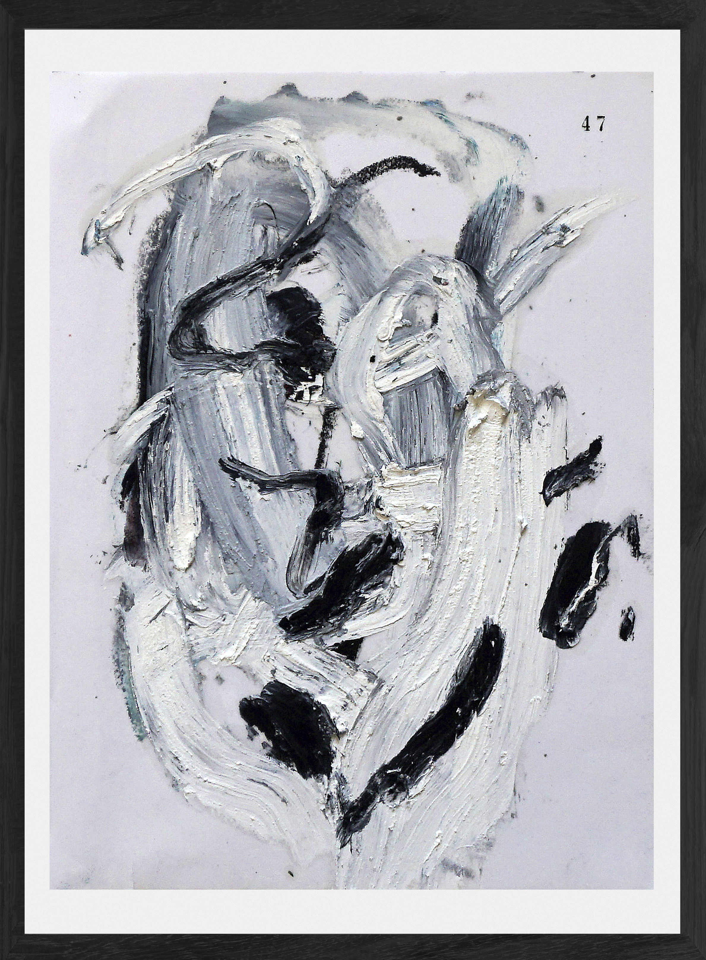 Masks: Drawings From Memory (Ancient & Recent) #47, 2020, Oil stick on vintage journal paper, 24 × 18 cm