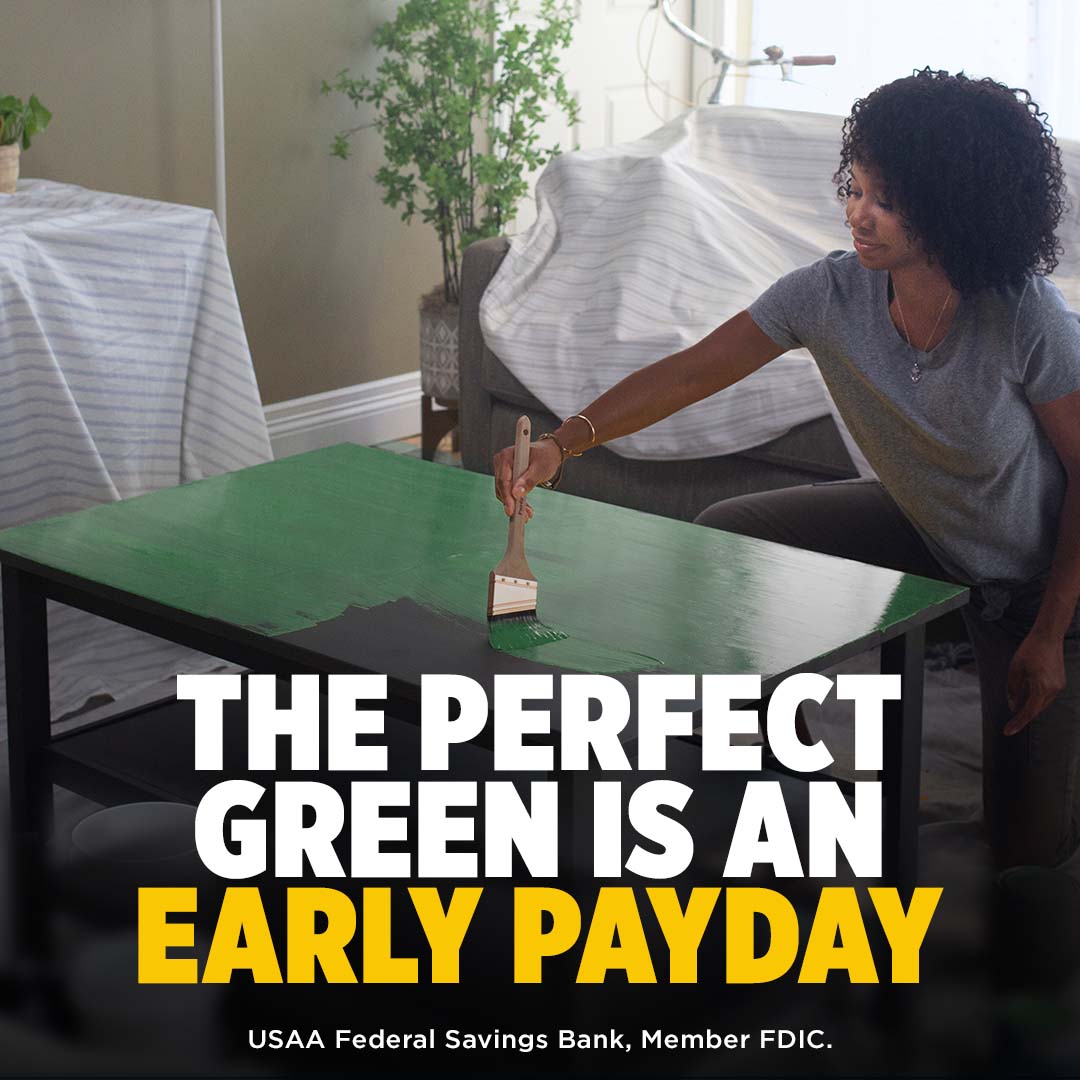 Post Copy: #USAABankProTip: A USAA Classic Checking Account can help you get your payday a day early when you set up direct deposit. Limitations apply. [LINK TBD XXXXXXXXXXXX]