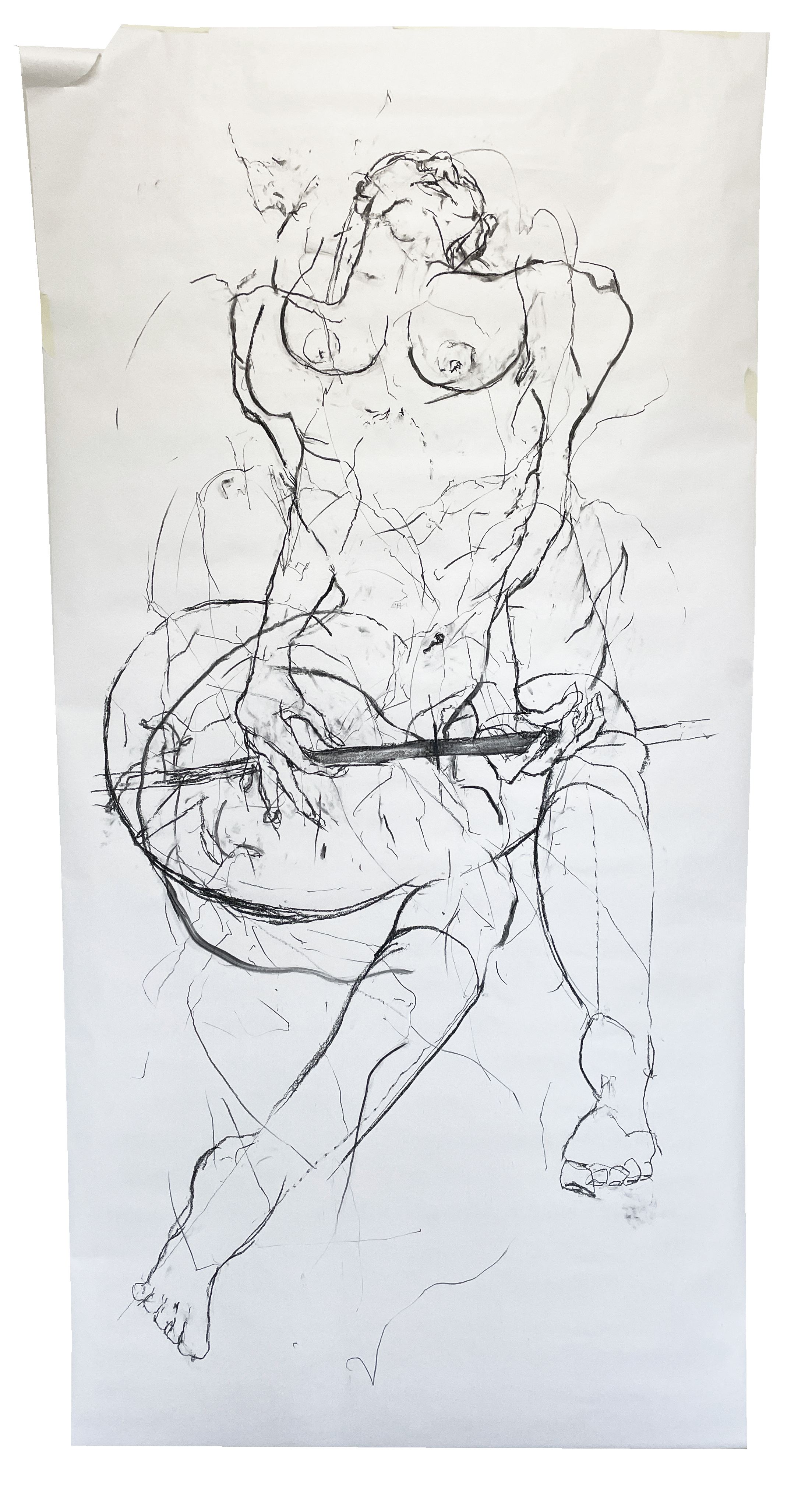 ‘weighing linear time’, 2022, charcoal on paper