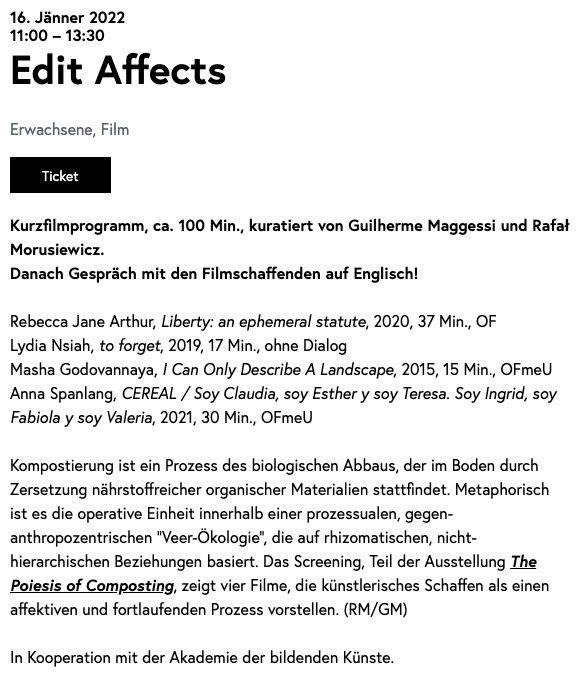  Edit Affects:  Jan. 16th '22 at 11am, Blickle Kino, Belvedere