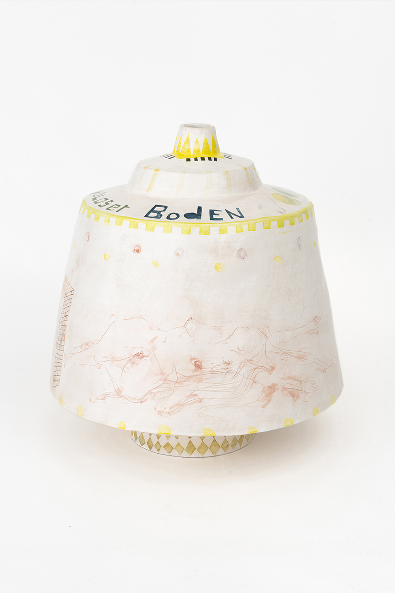 At the bottom of my heart No 19, 2024  Hand-built, stoneware with engobe, transparent glaze 45 H x 38 Ø cm