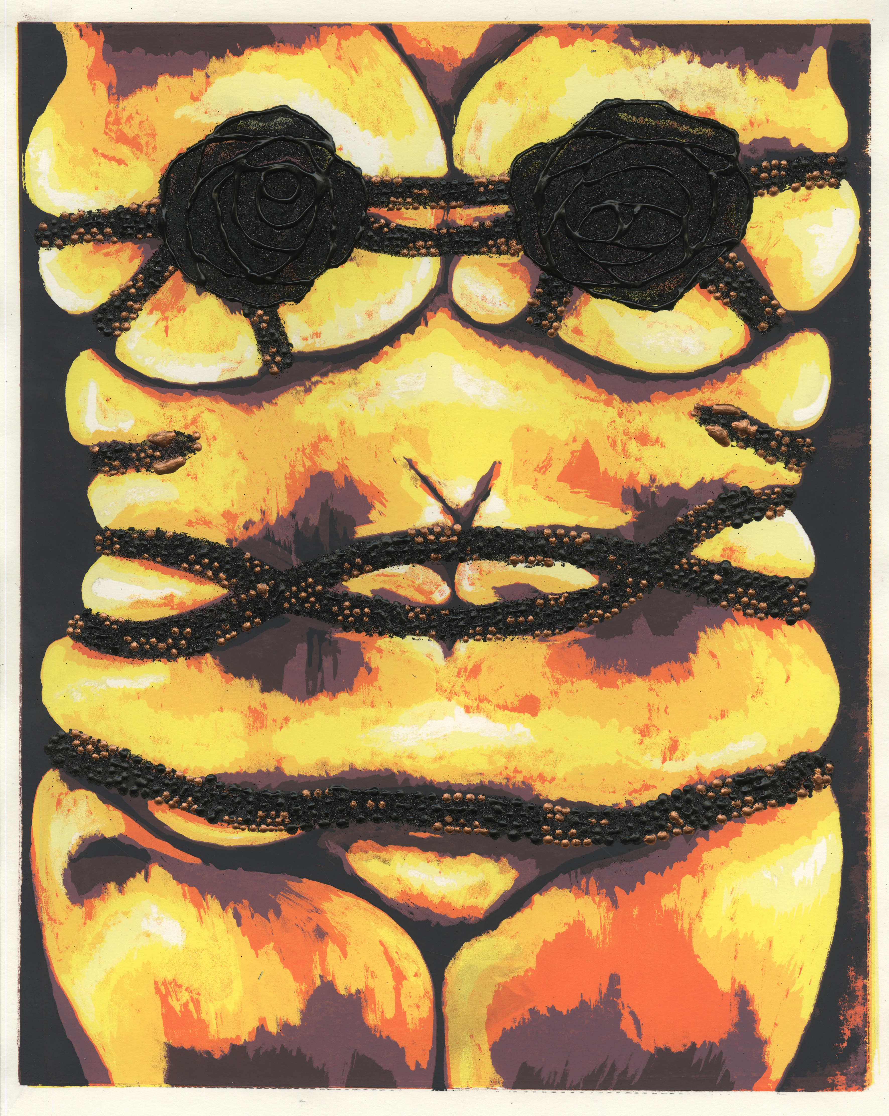 Rebecca Criswell's mixed media reductive screenprint
