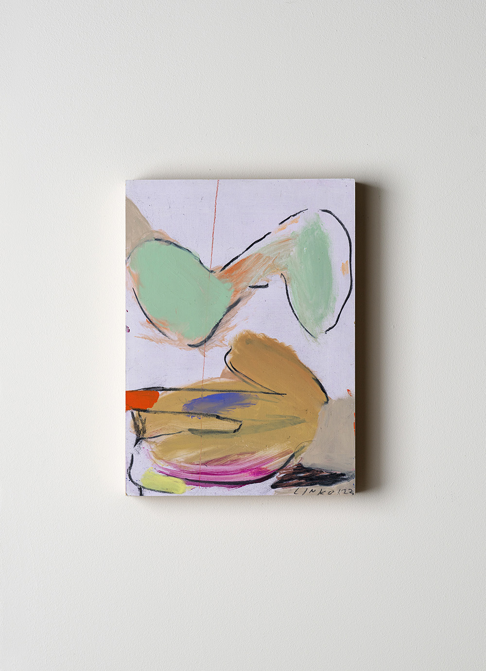 'Gliding Beyond Grip' - Acryl paint, charcoal and pencil on mdf panel, birch frames, 33 x 24 x 4 cm,