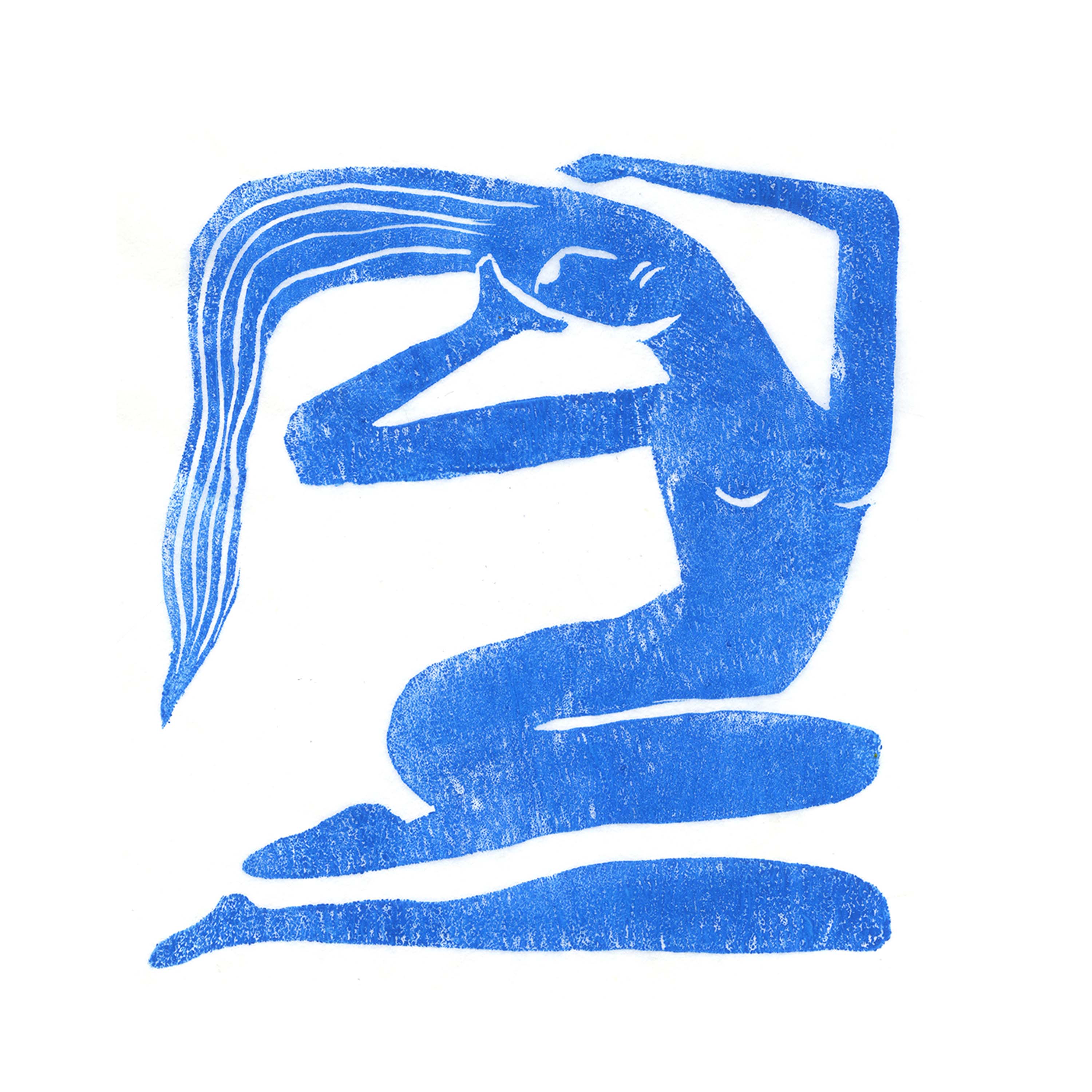 GIRL IN BLUE LINOGRAPH