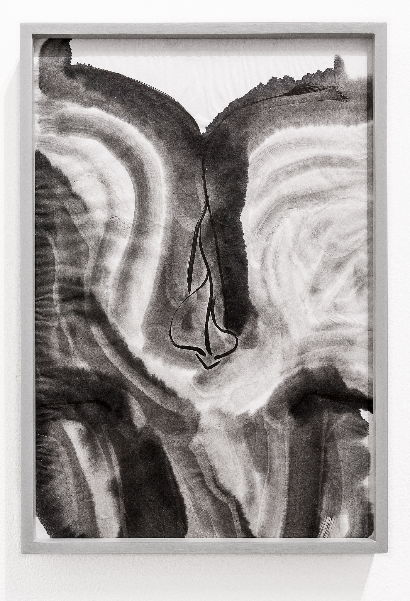 UNFOLDING THE FOLD #7, 2018, India ink on rice paper, 45x24 cm