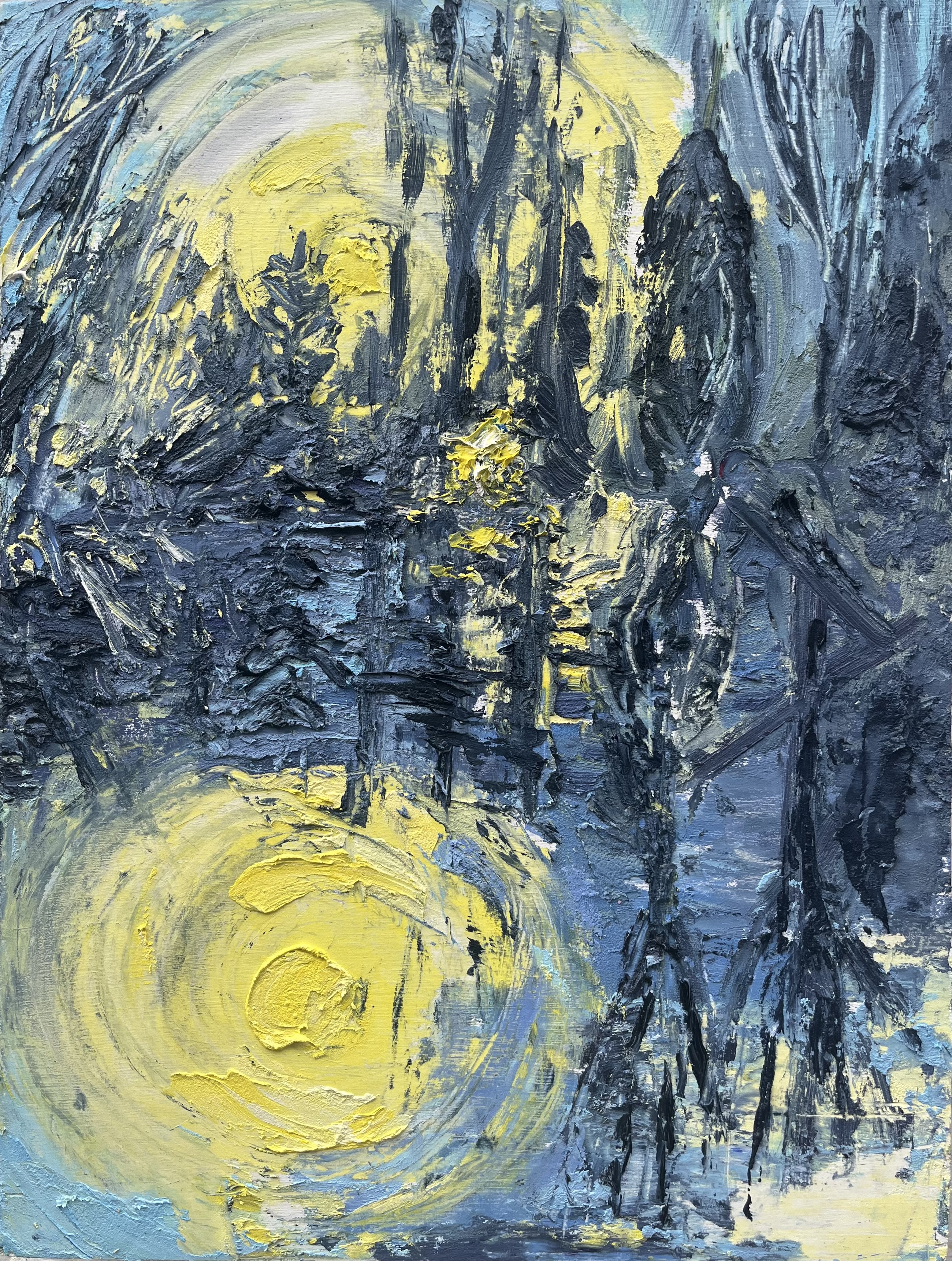 Morning Run, 2023, Oil on panel, 14.25 x 10.75 in. (sold)