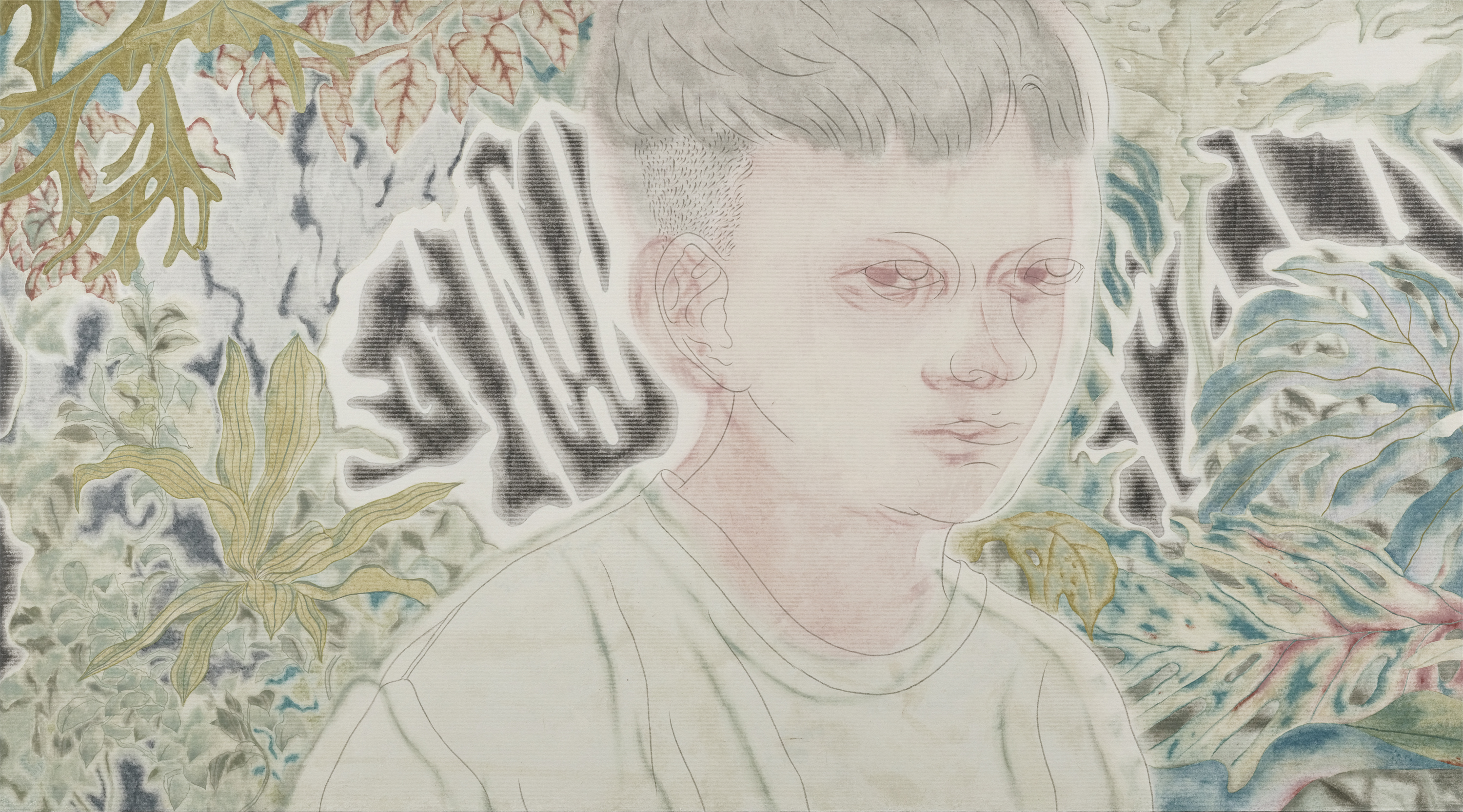 Landscape#17, 2020, mineral pigment, ink on paper, 78x141cm (30.7x55.5 in)