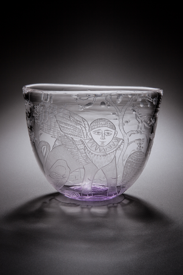 Violet Sphinx in the Bee Keeper’s Garden, 2015, wheel engraved glass, 6.75 x 8.5 x 4 in.