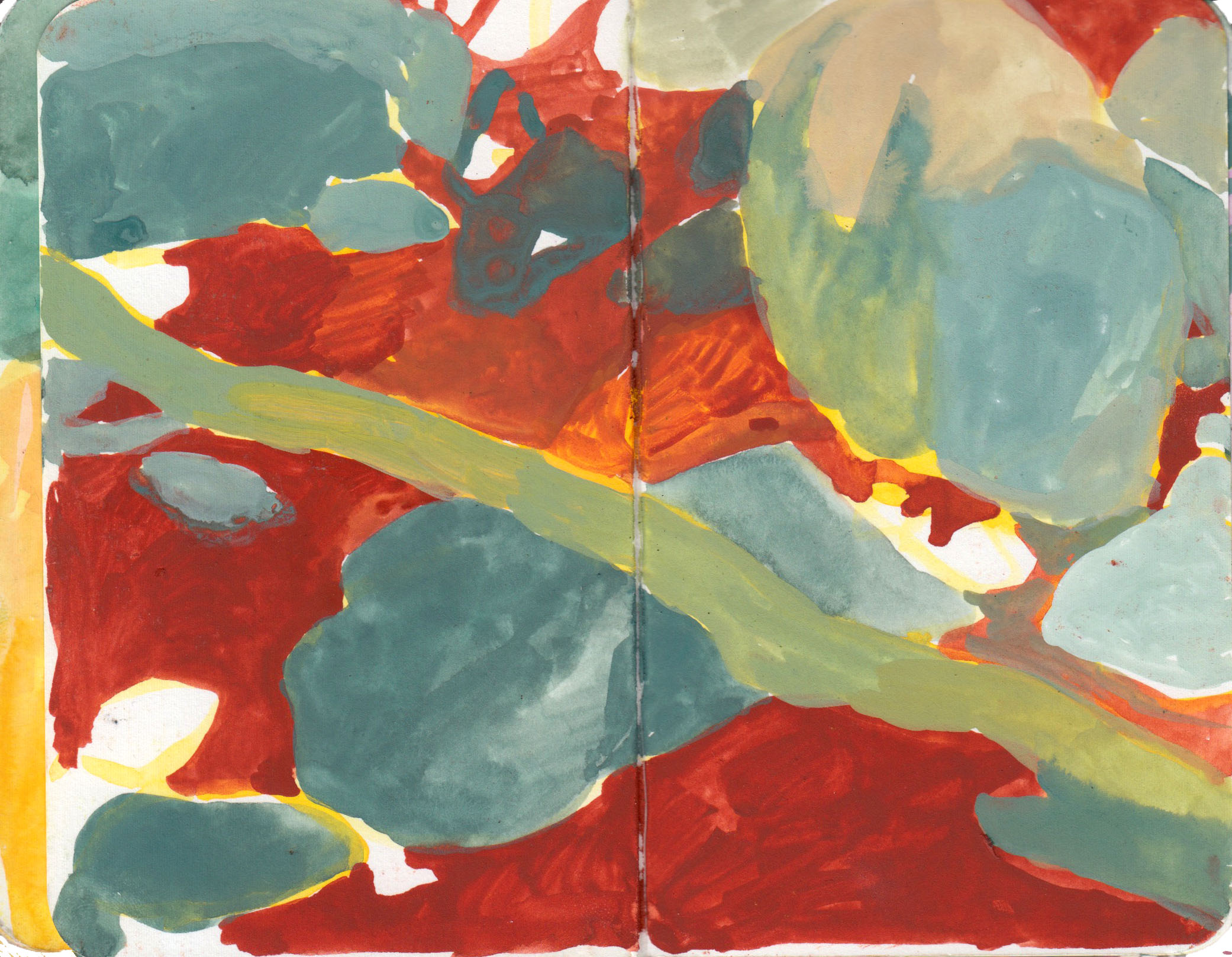 Millard Campground, Los Angeles National Forest, Tovaangar, gouache on paper, 2023