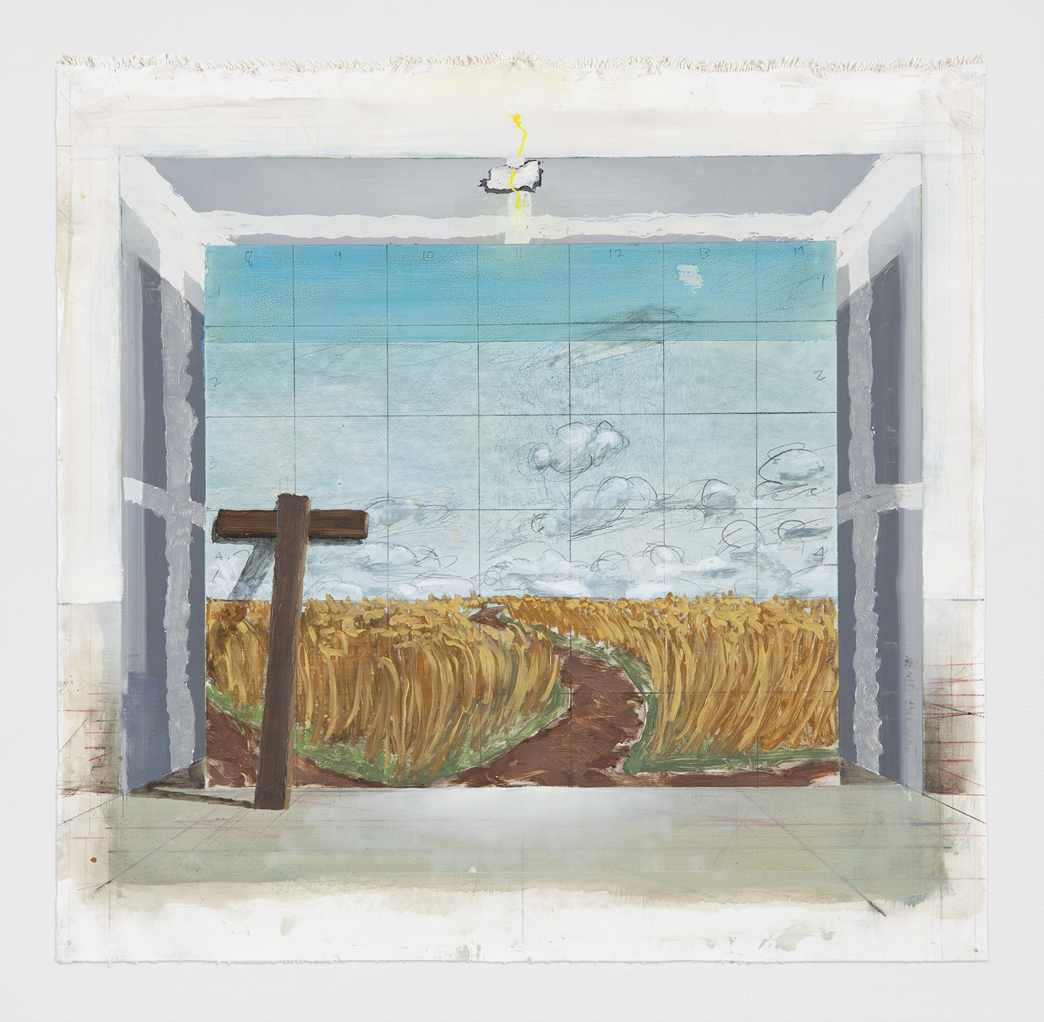 Cross; Oil paint on Canvas, Unstretched; 18x20”