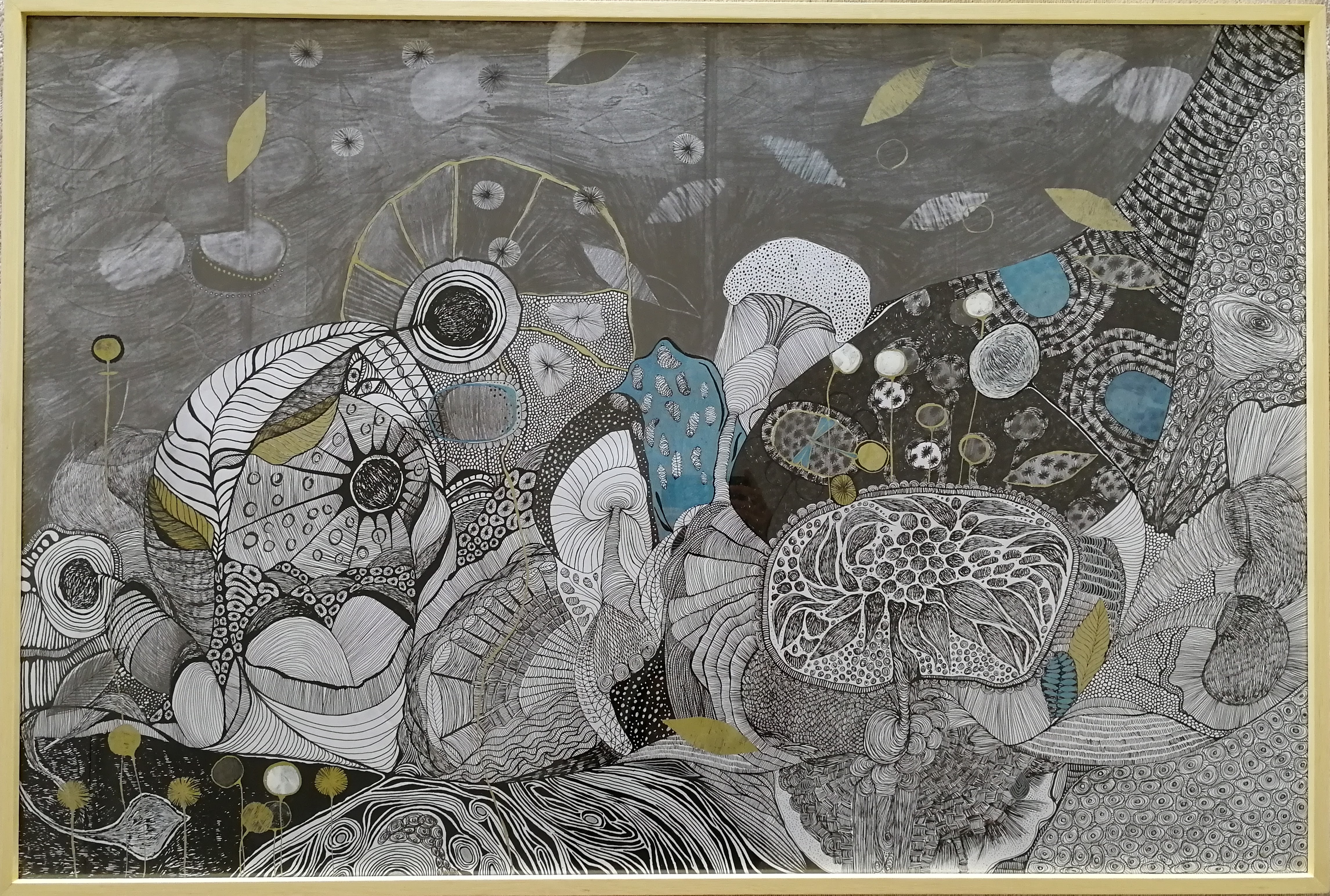 Meditation on Forest I, 2022. 100x80cm. Lyijykynä, akryylimuste, muste paperille.