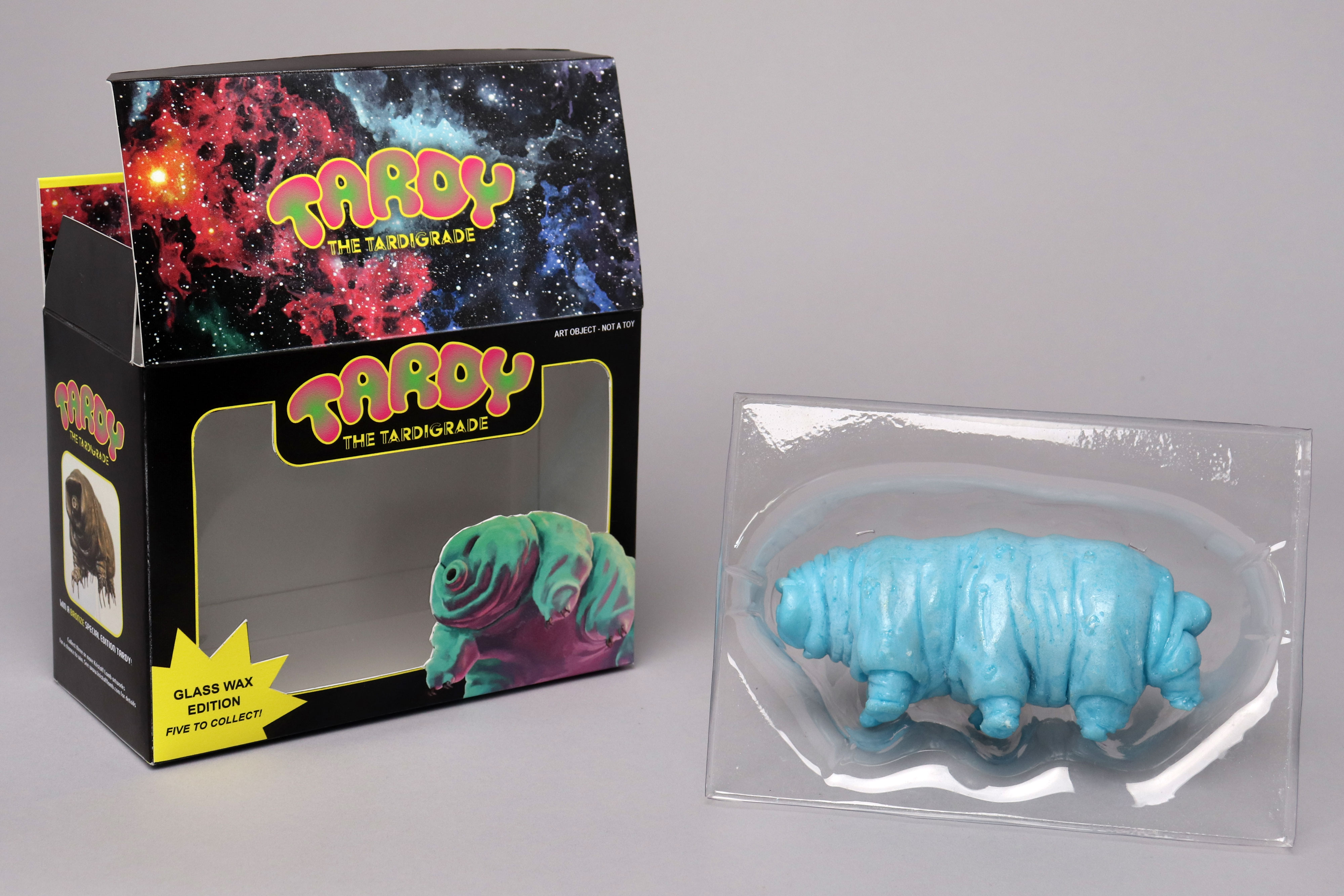 Tardy the Tardigrade: Glass Wax Edition, glass wax, cardboard, plastic, 21 x 21 x 10 cm