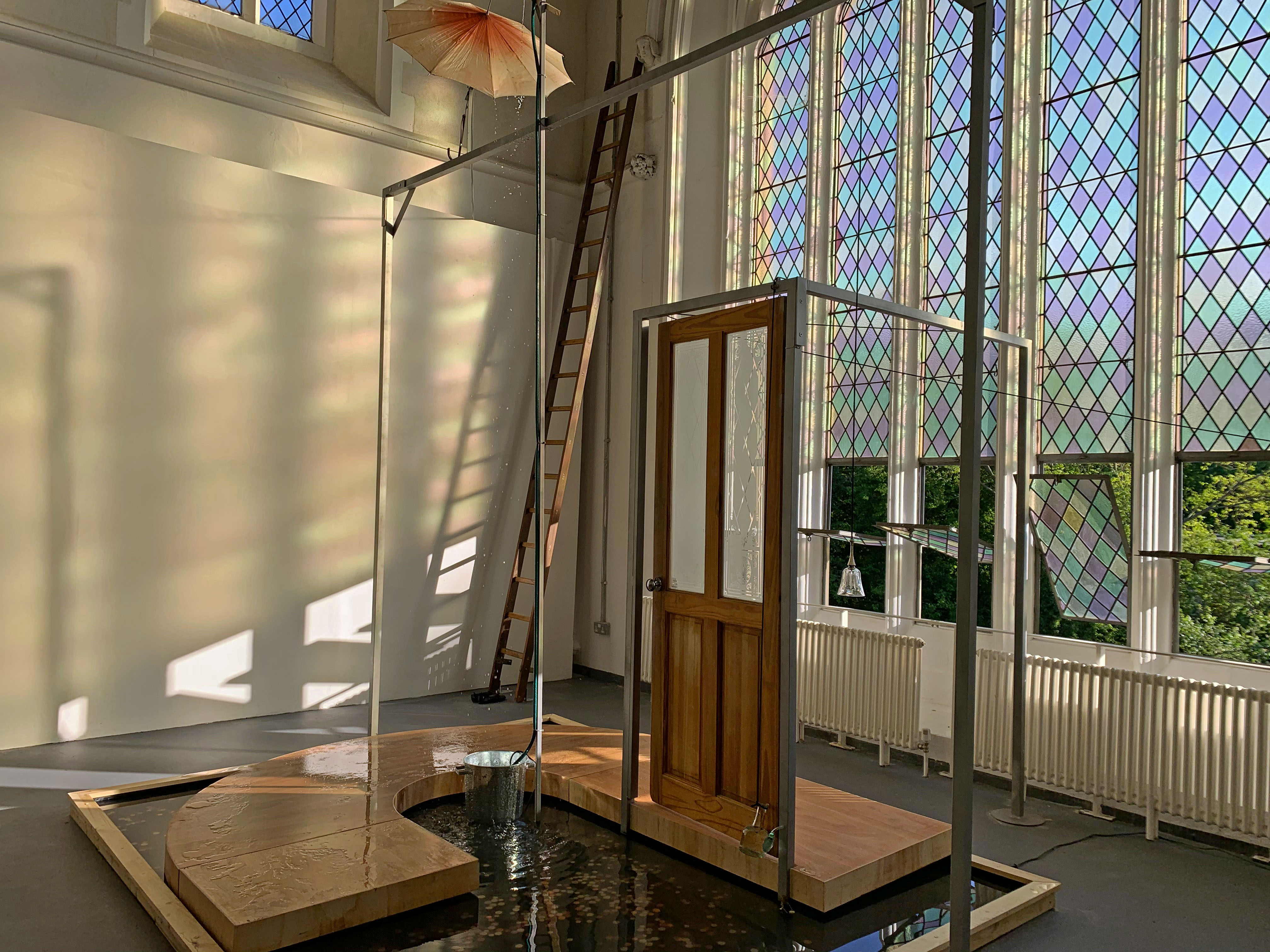 Water me gently, or not (2021) Installation and set for live performance showing at Goldsmiths Degree Show 2021