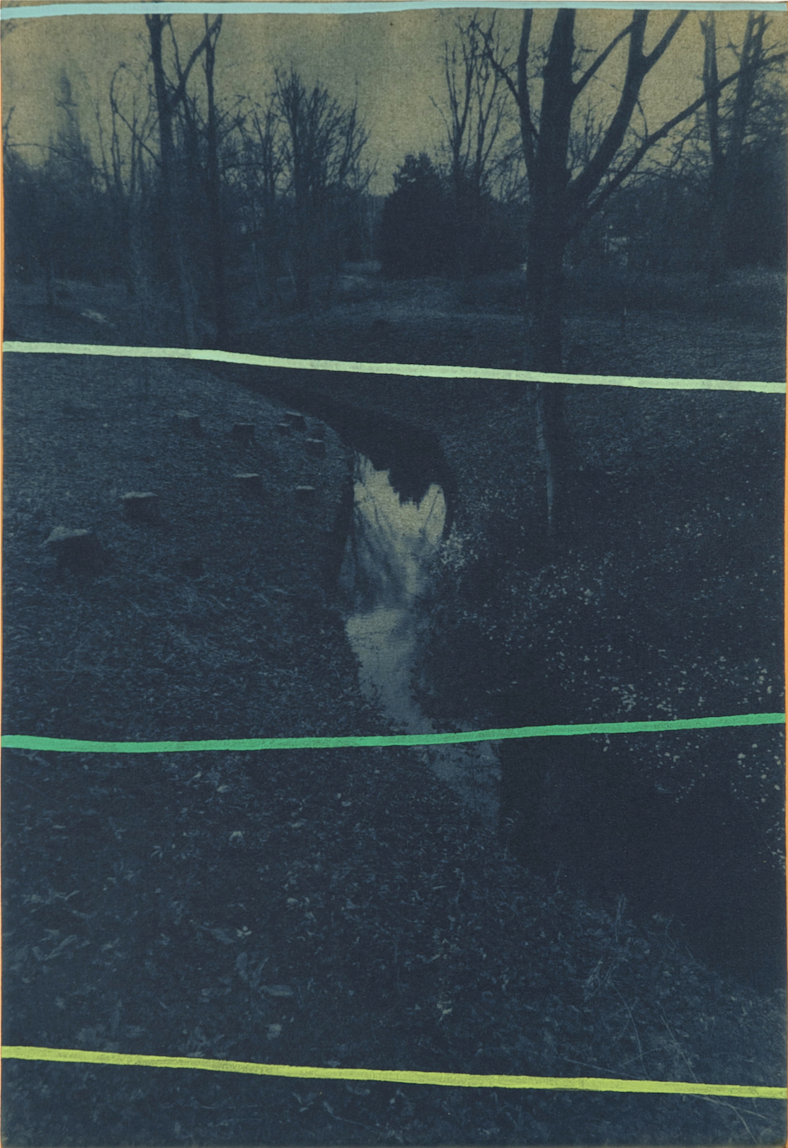 Untitled 2014, cyanotype and acrylic on canvas, 36 x 25 cm