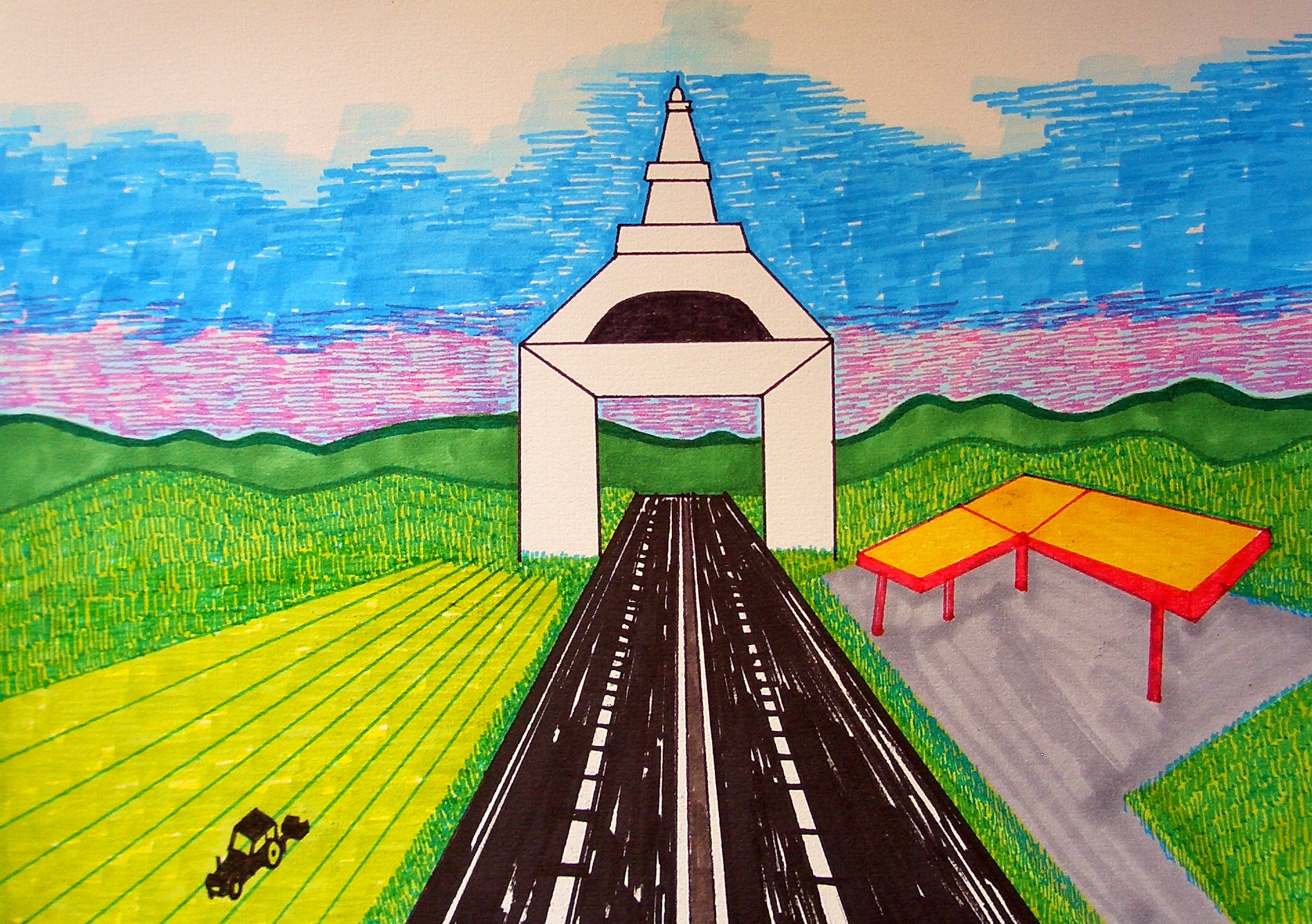 4 – Autoroute de l'art n°3 / Art highway n°3 – Dessin original / Original Drawing – 29,7 x 21 cm