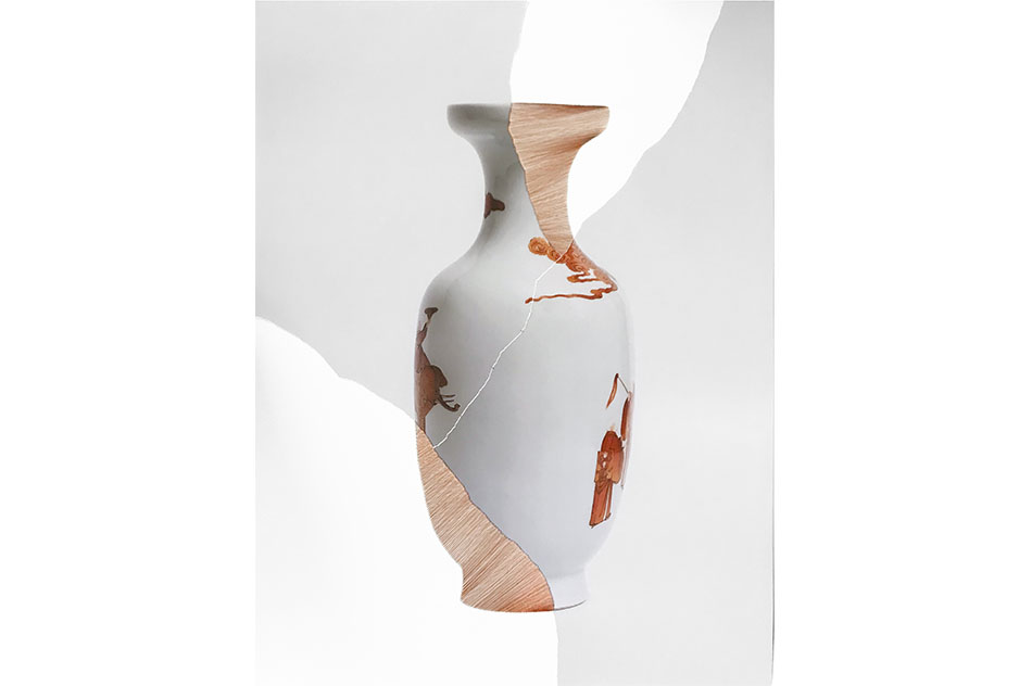 Livia MarínBroken Things (mixed media), 201810 fotografías intervenidas con papel e hilo de oro (detalle)