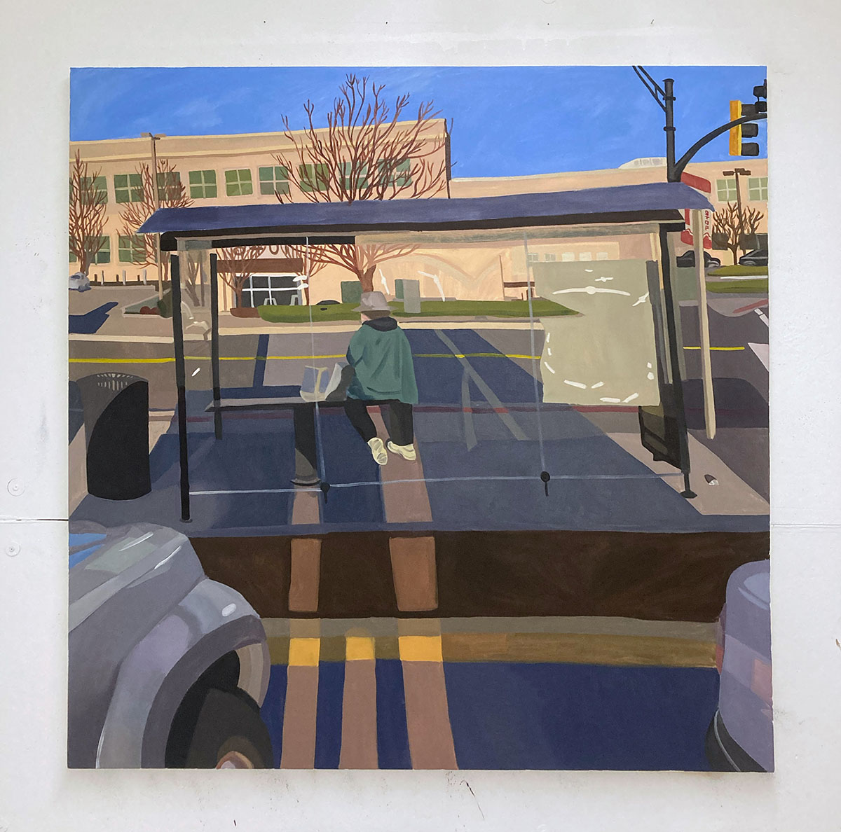bus stop at dusk / oil on canvas / 2021