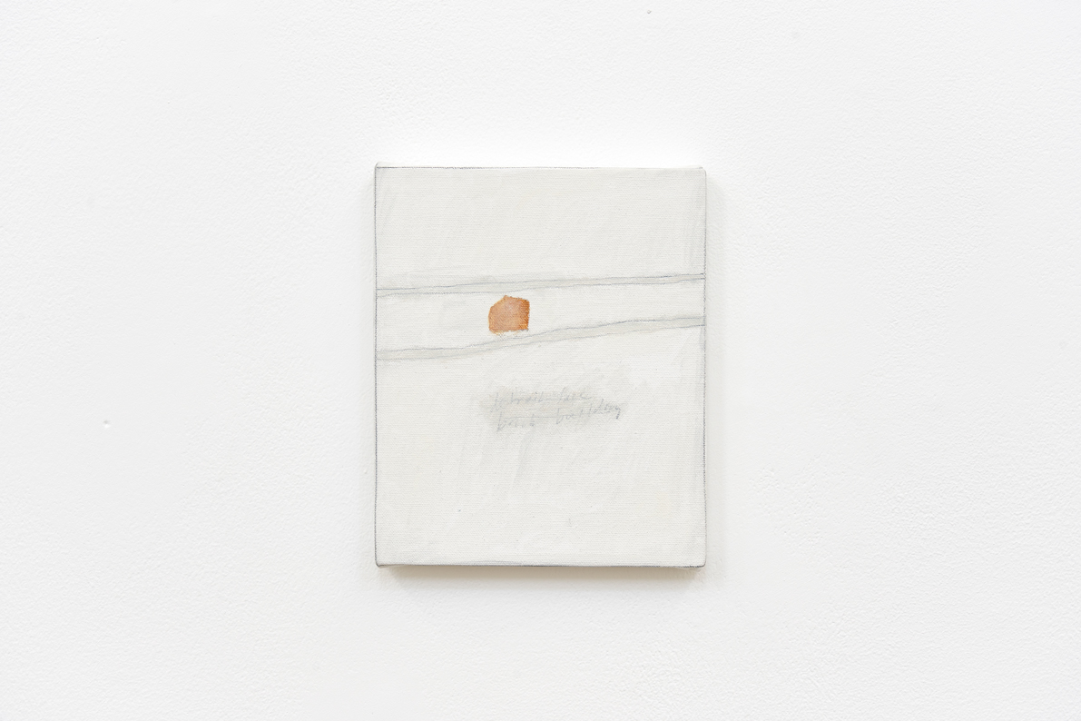 Jared Ginsburg, Objects move across a room 3 (2023) | Oil and graphite on canvas, 23.5 x 19.5 x 2.5 cm