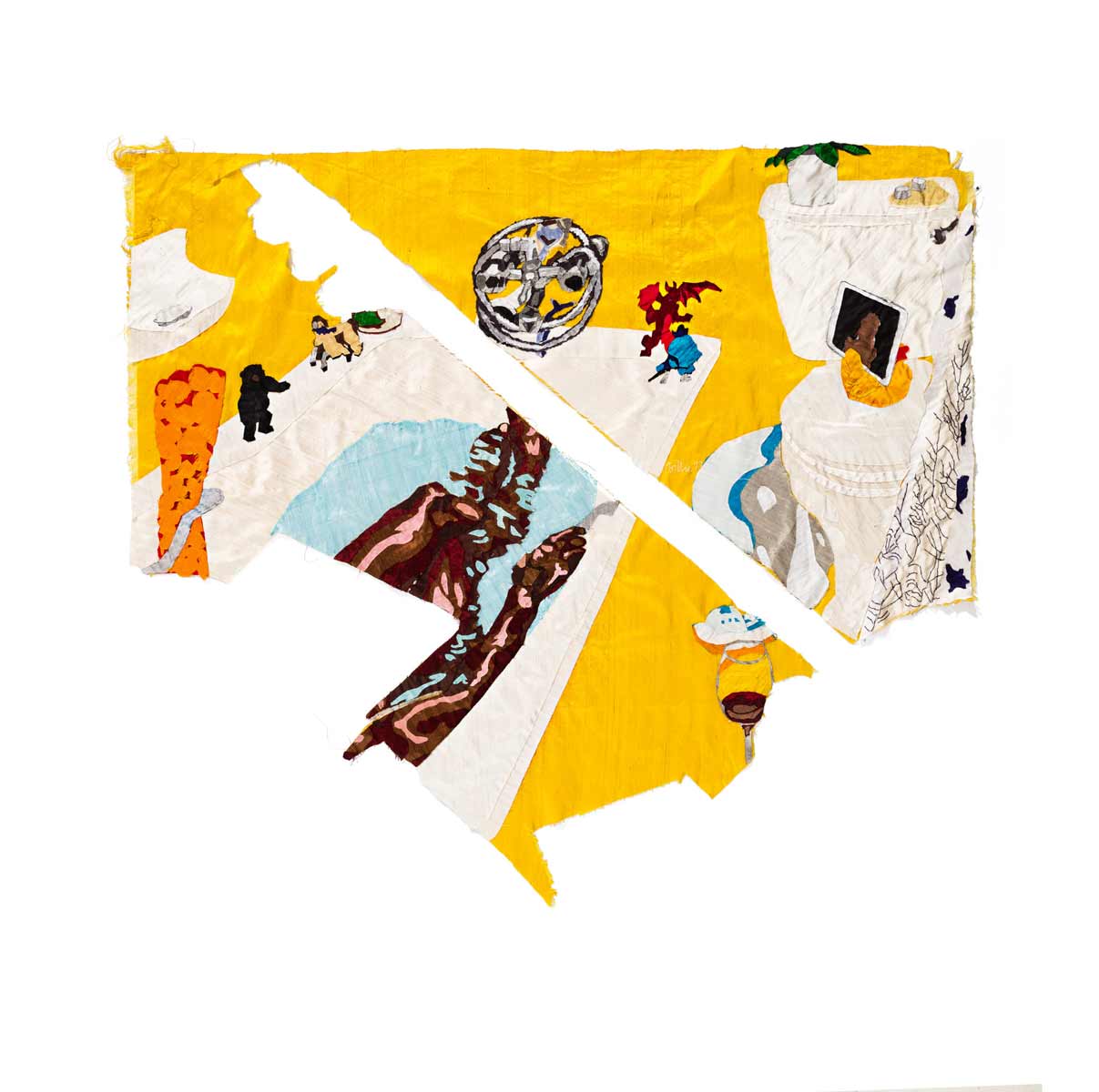 Billie Zangewa, Date night, (2017) | Silk tapestry, 101 x 110.5 cm