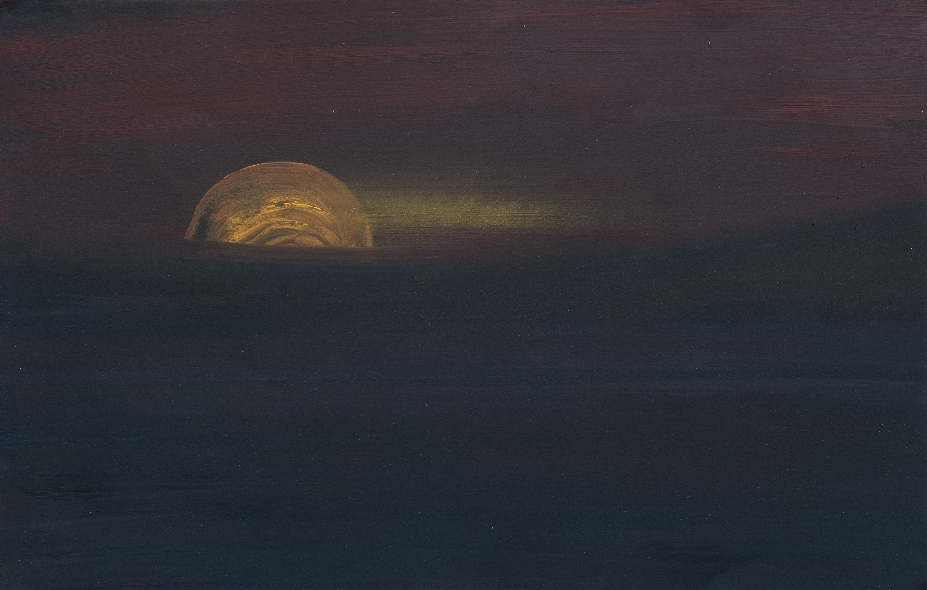 Sunset, 2012, Oil and Pigments on Black Paper, 20/12.5 cm