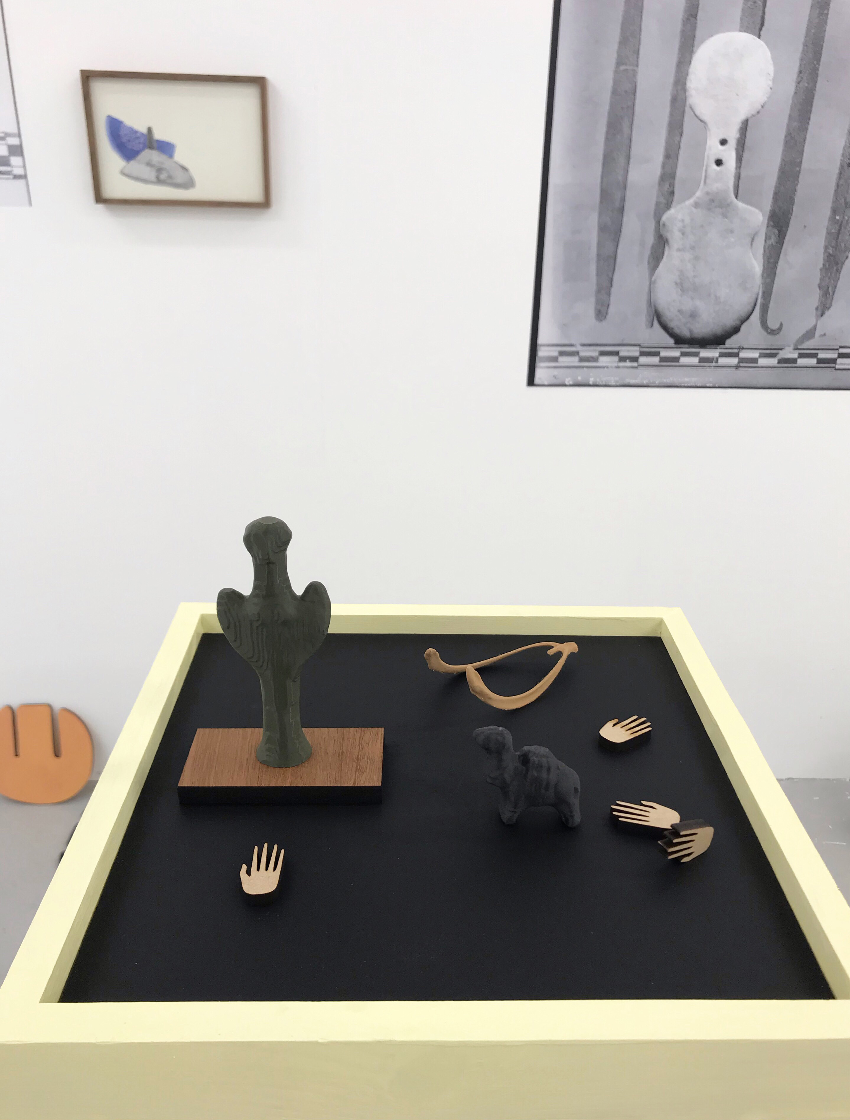 3-D printed Mycenaean female figurine, Bird sternum, Egyptian camel figurine, laser cut Native american effigy hand 