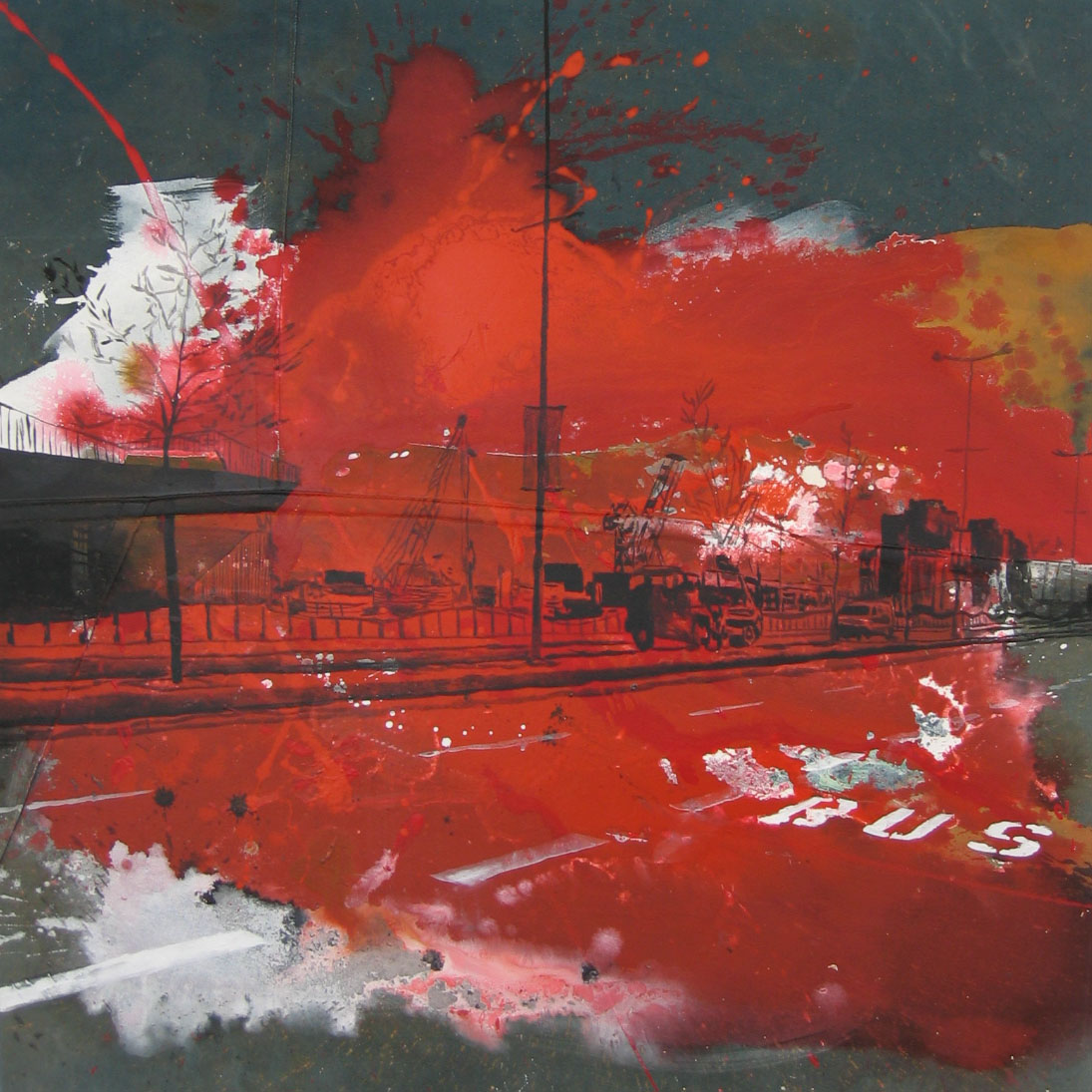 "Bus" 2005 Mixed Media on Canvas 100x100 cm