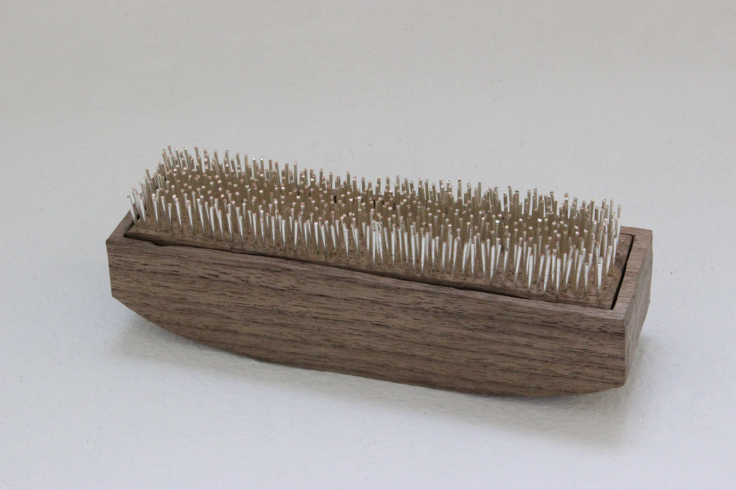 Brush (open). American walnut, silver copper wire  6 x  13 cm