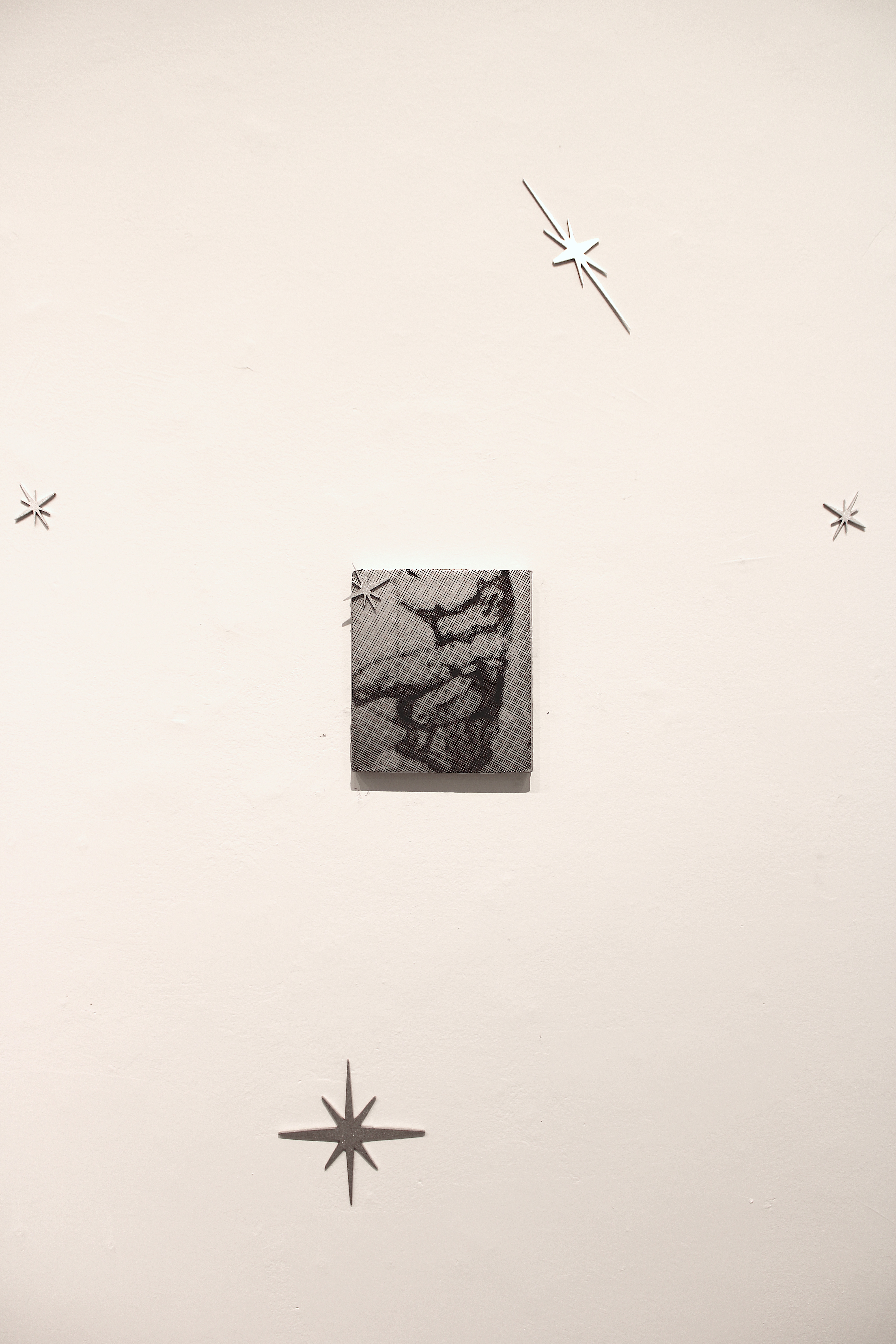 Ajax, 2024, Screen print of an engraving on panel, laser-cut MDF, 18 x 18 cm