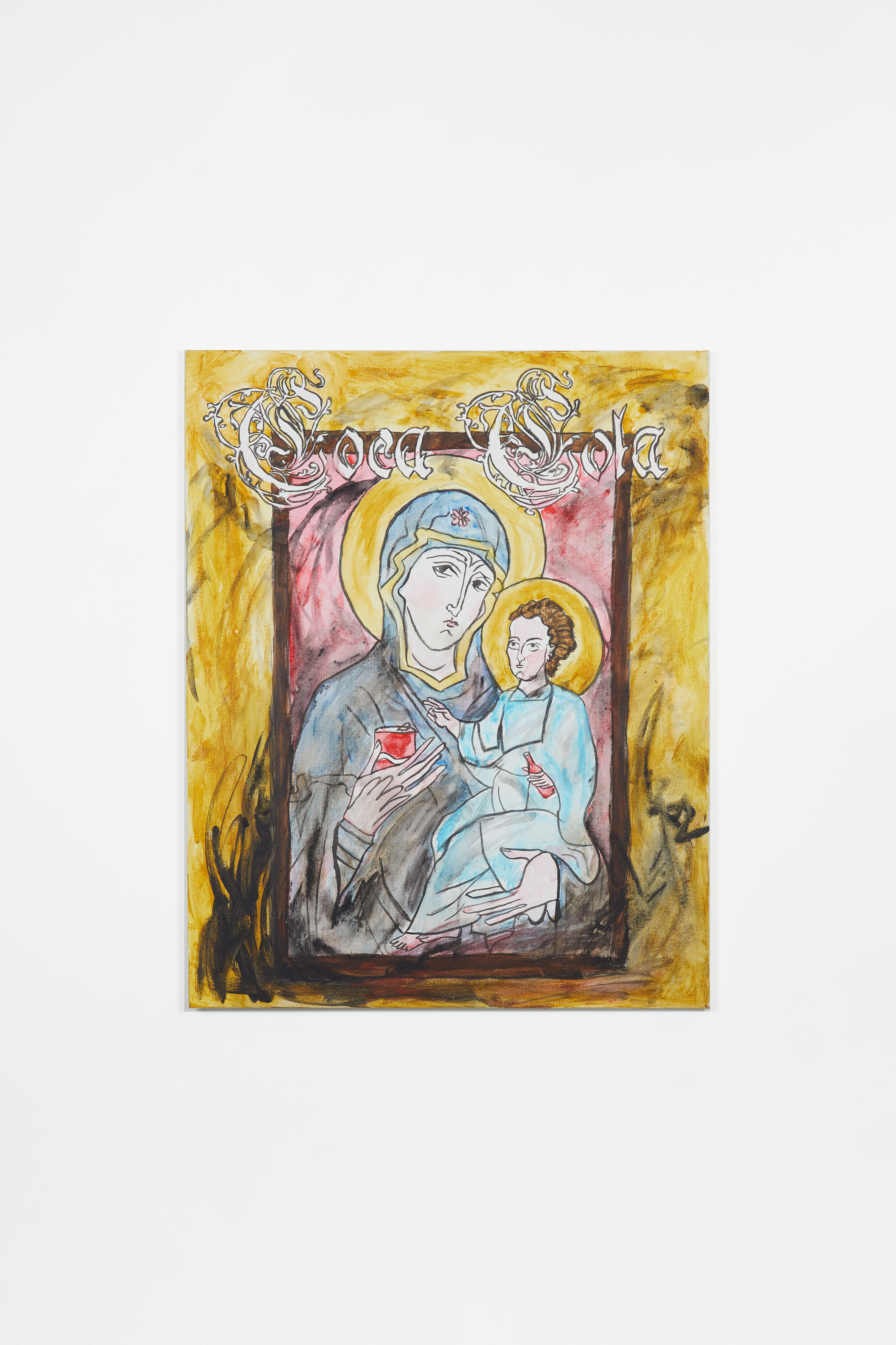 Madonna and Child Share a Coke, 2020, Acrylic on canvas, 30 x 24 in. 