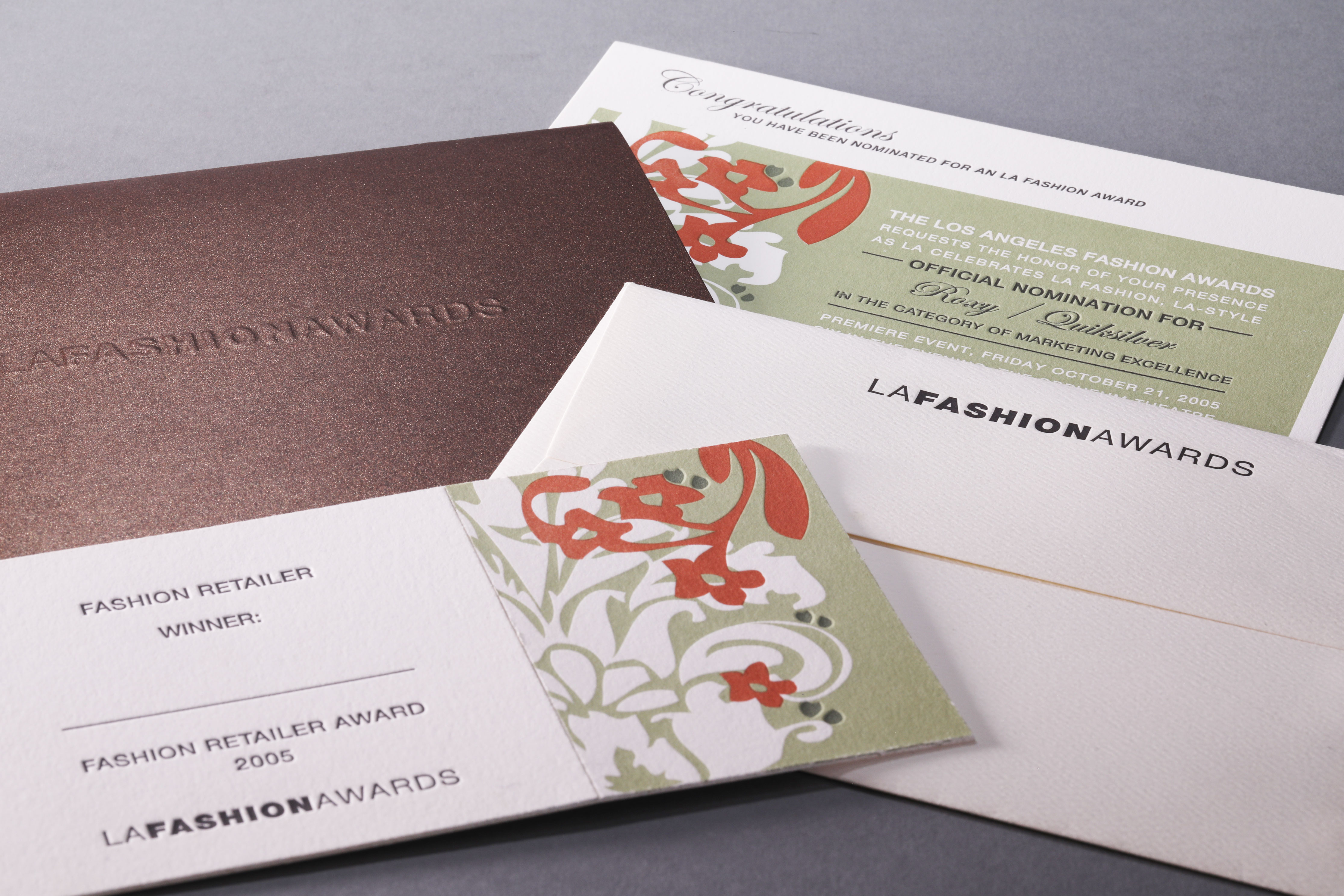 LETTERPRESS, BLIND EMBOSSINGL.A. Fashion awards