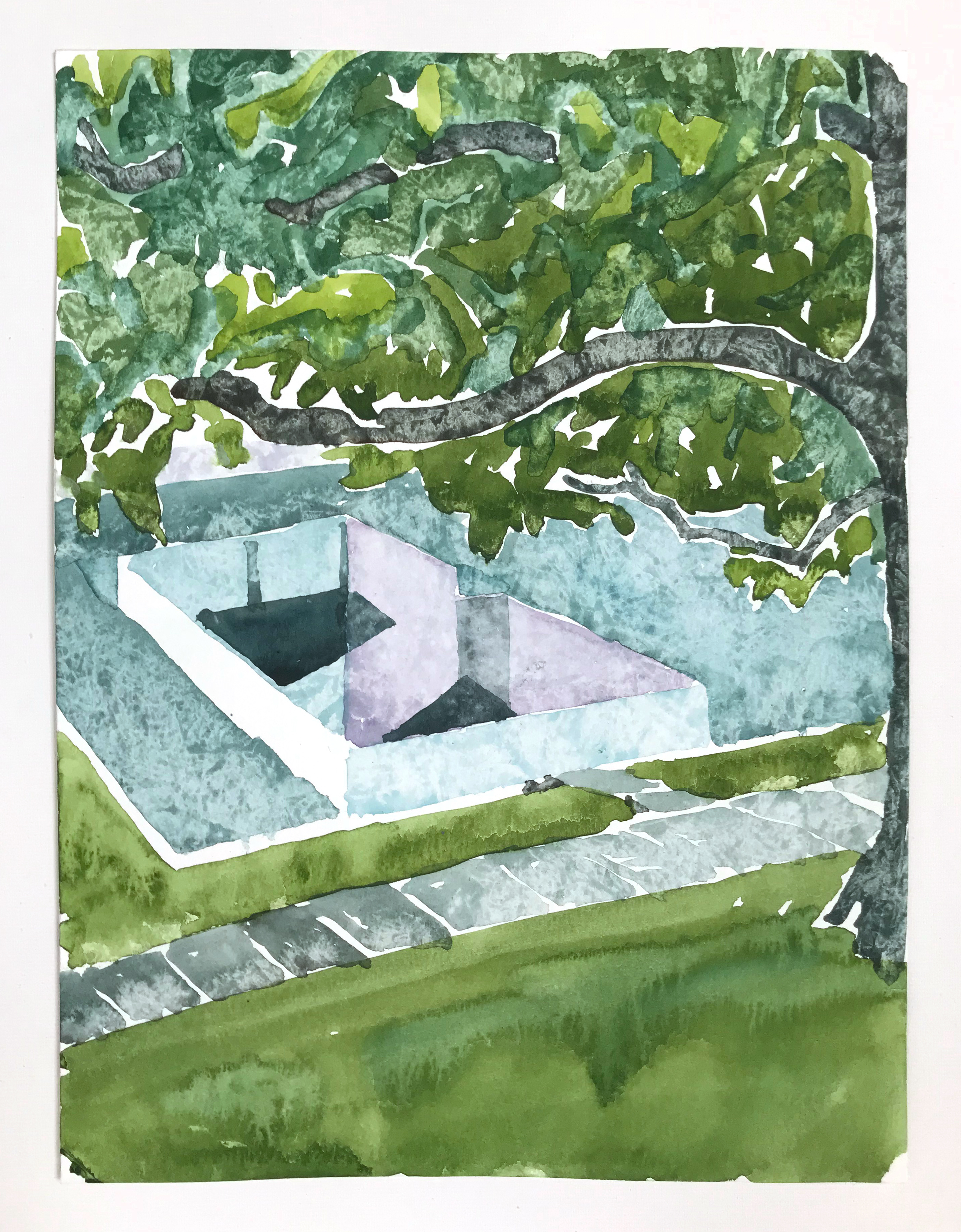 "REV 39" gouache on paper, 12 x 9 in., 2019