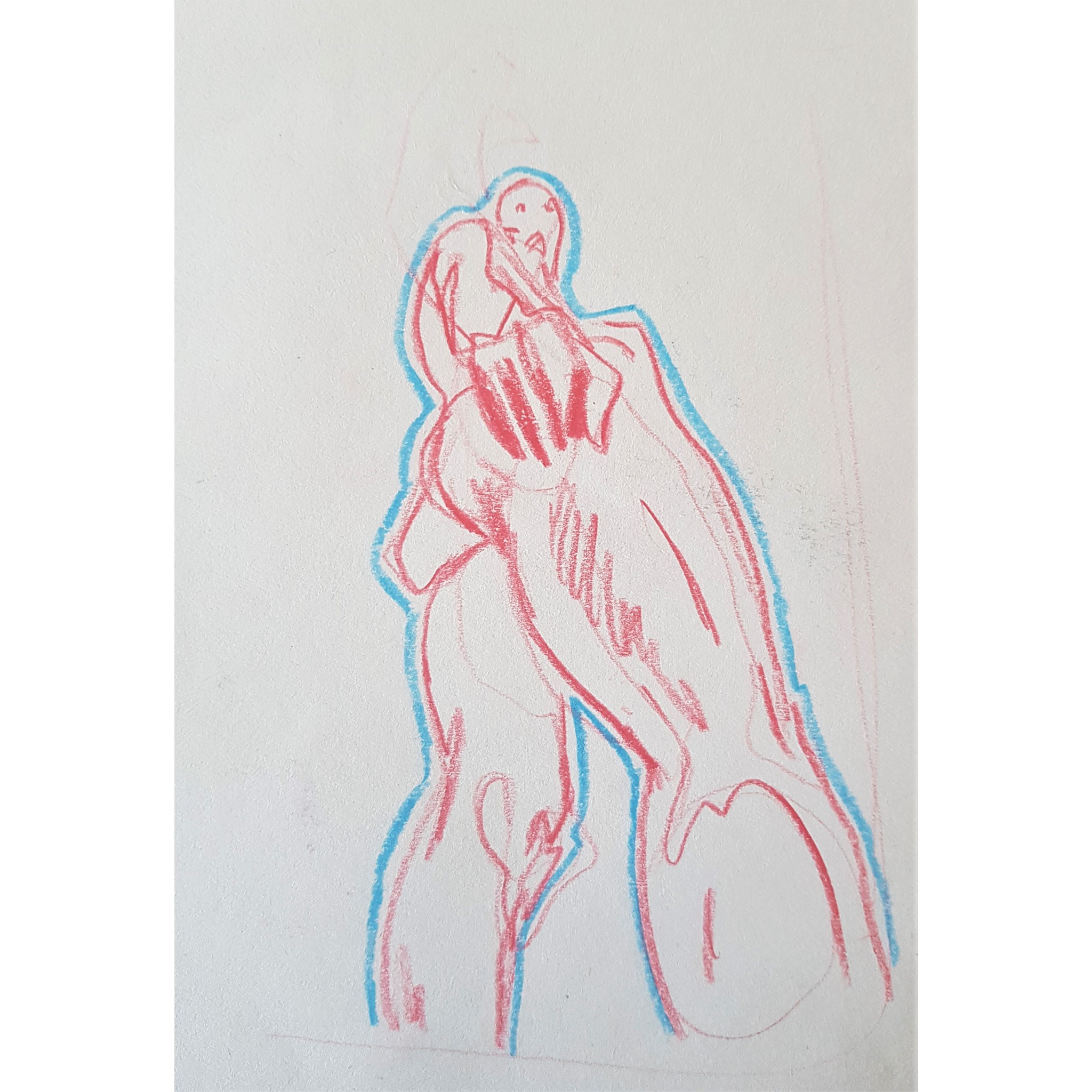 Looking up at Matthew, coloured pencil on paper, SOLD