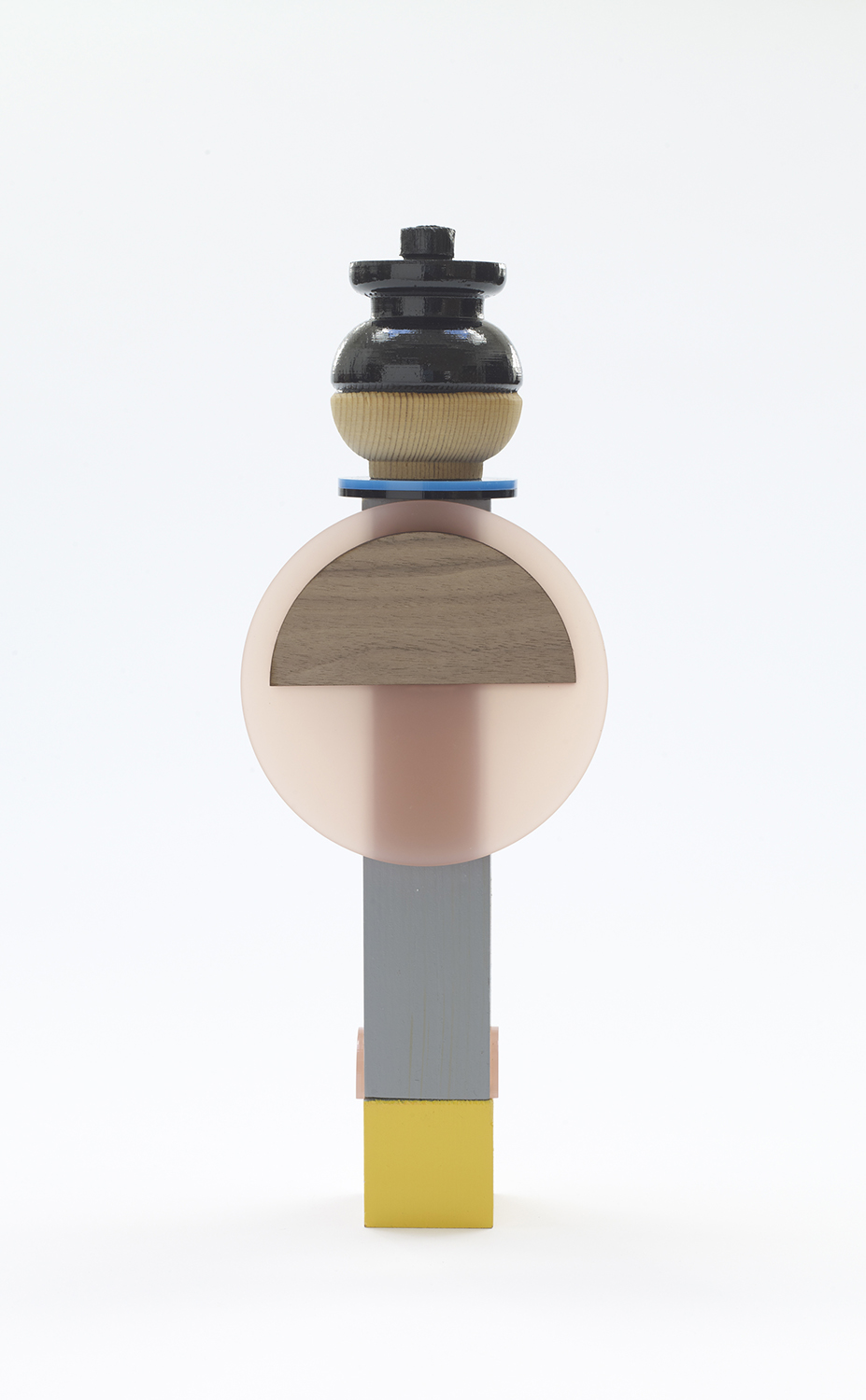 Ladies & Gentlemen, exhibited at Zetter Hotel. Series of figures made from reclaimed turned wood, laser cut ply, walnut, perspex & emulsion.