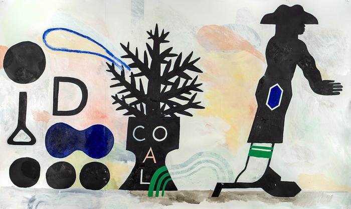 Coal, 2020, Oil on paper, 40 x 69 in. (Unframed)