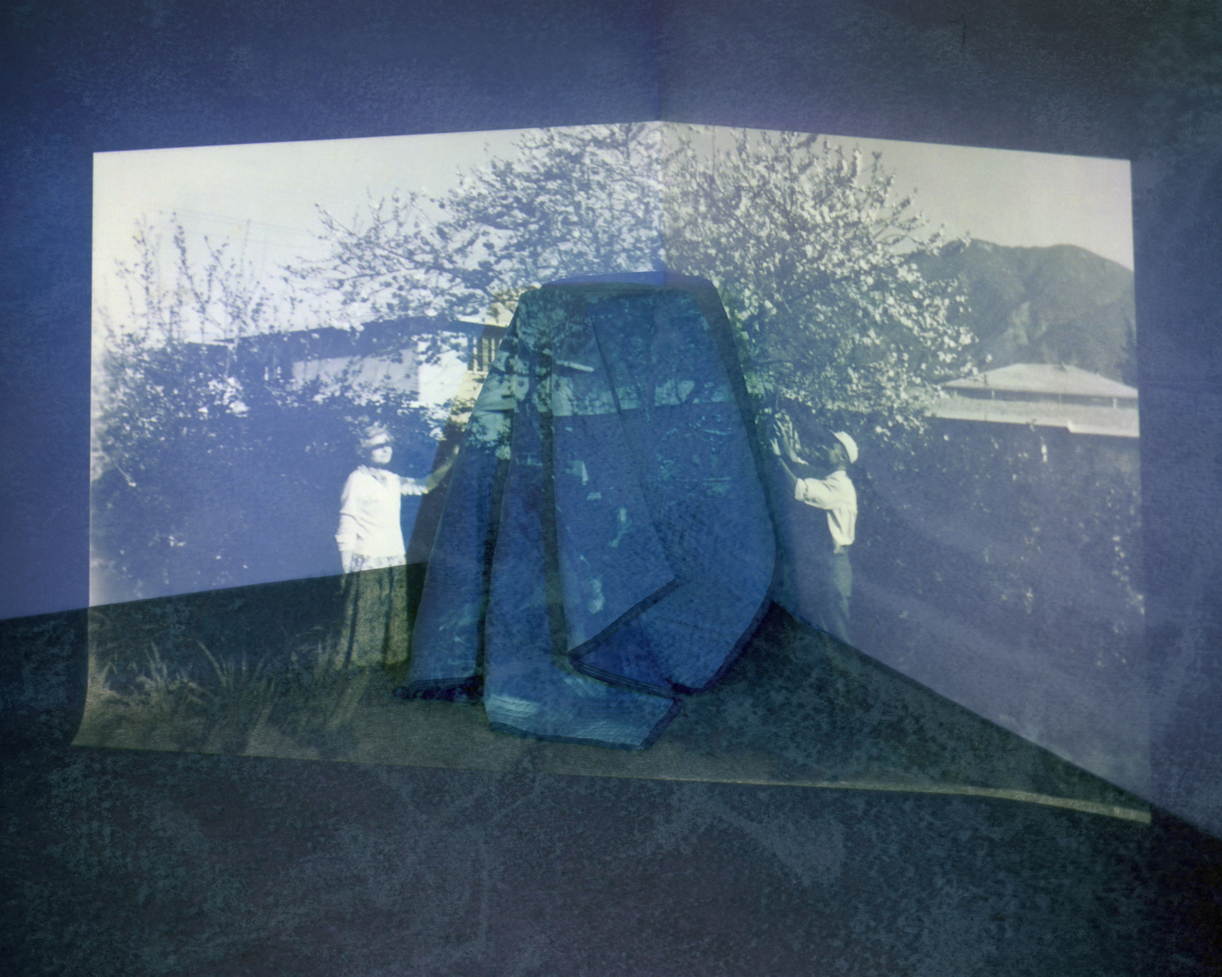 L. Glenn and Ida at Concrete Block Houses (747 W. Olive Ave. Monrovia CA) Medium Format, Vellum Inkjet Transfers on Epson Matte Paper 60 x 48 in (152.4 x 121.92 cm), 2017