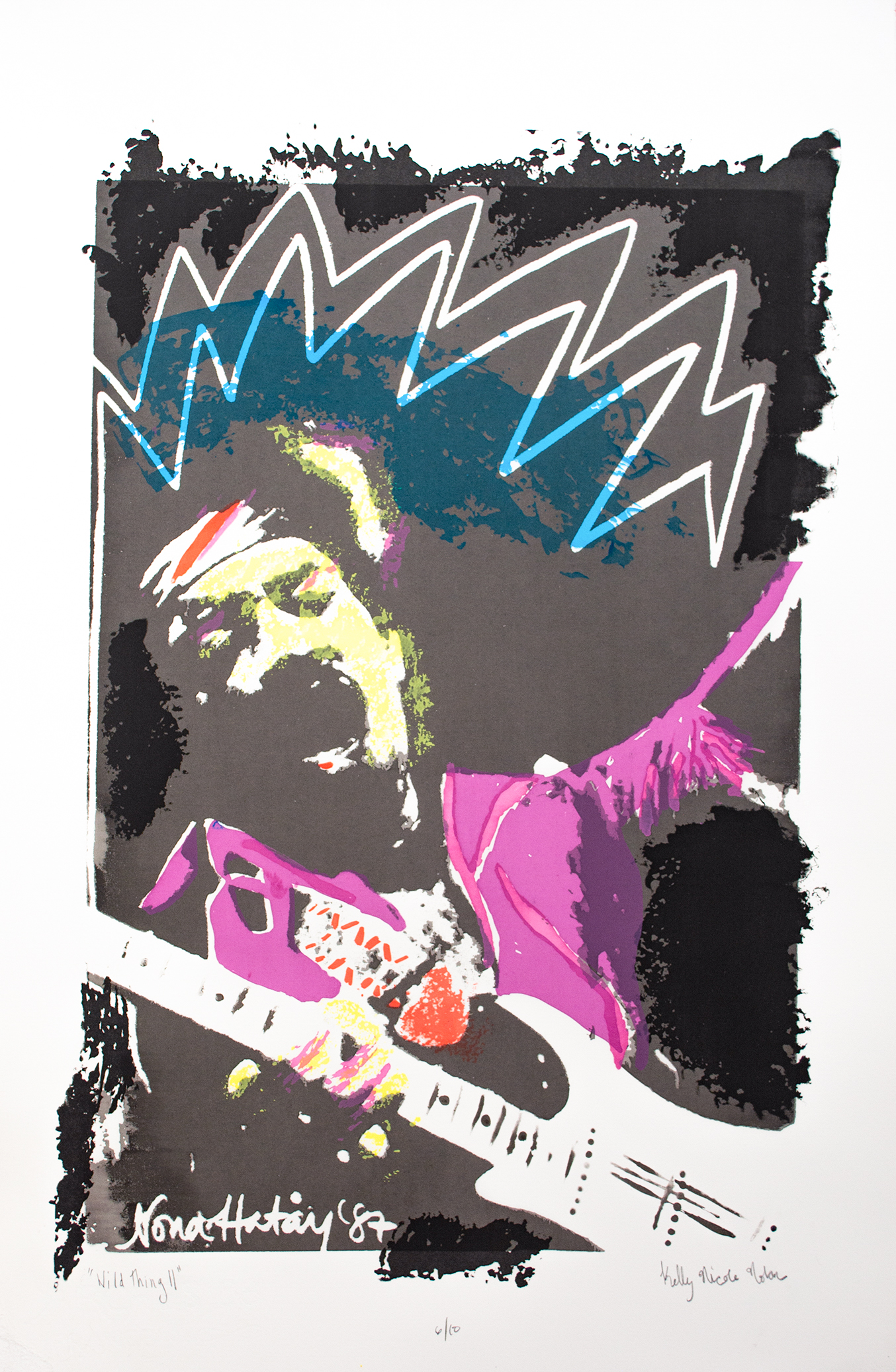 Wild Thing II7-Color screenprint. Multiple Versions. Inspired by the work of artist and fellow Hendrix fan, Nona Hatay, whose book,&nbsp;Jimi Hendrix: Reflections and Visions features her one-of-a-kind experimental photography and exposures from Jimi Hendrix&rsquo; 1969 Madison Square Garden performance. Size: 13 x 20 inches