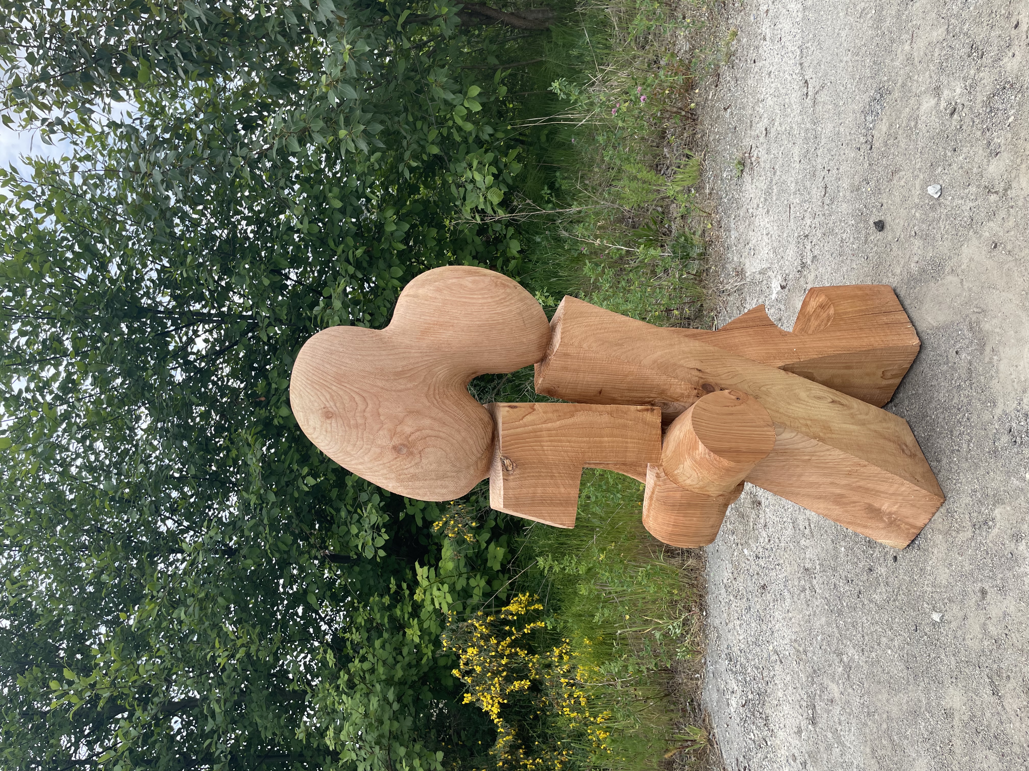 Untitled, 2023, 59” x 28” x 27”. Red cedar. Commission for Stüssy Bangkok.