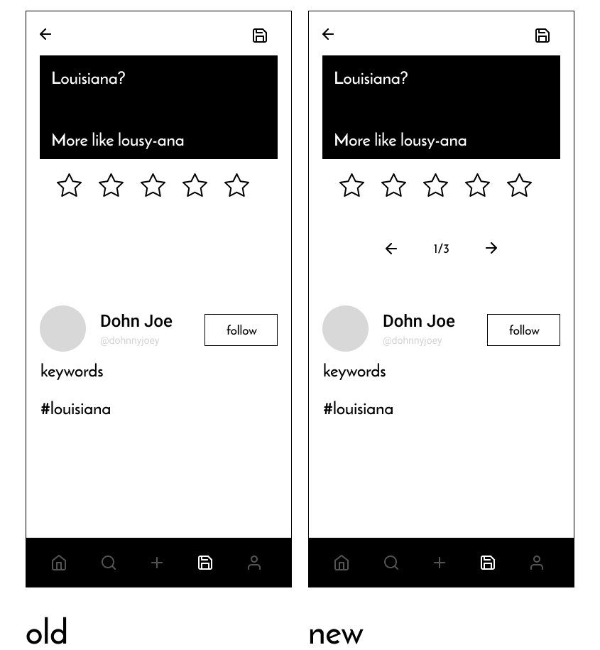 In terms of usability on the joke screens, it should be easier to go from joke to joke. Rather than having to press back to go to a list of jokes, there should be arrows allowing the user to go previous and next jokes.