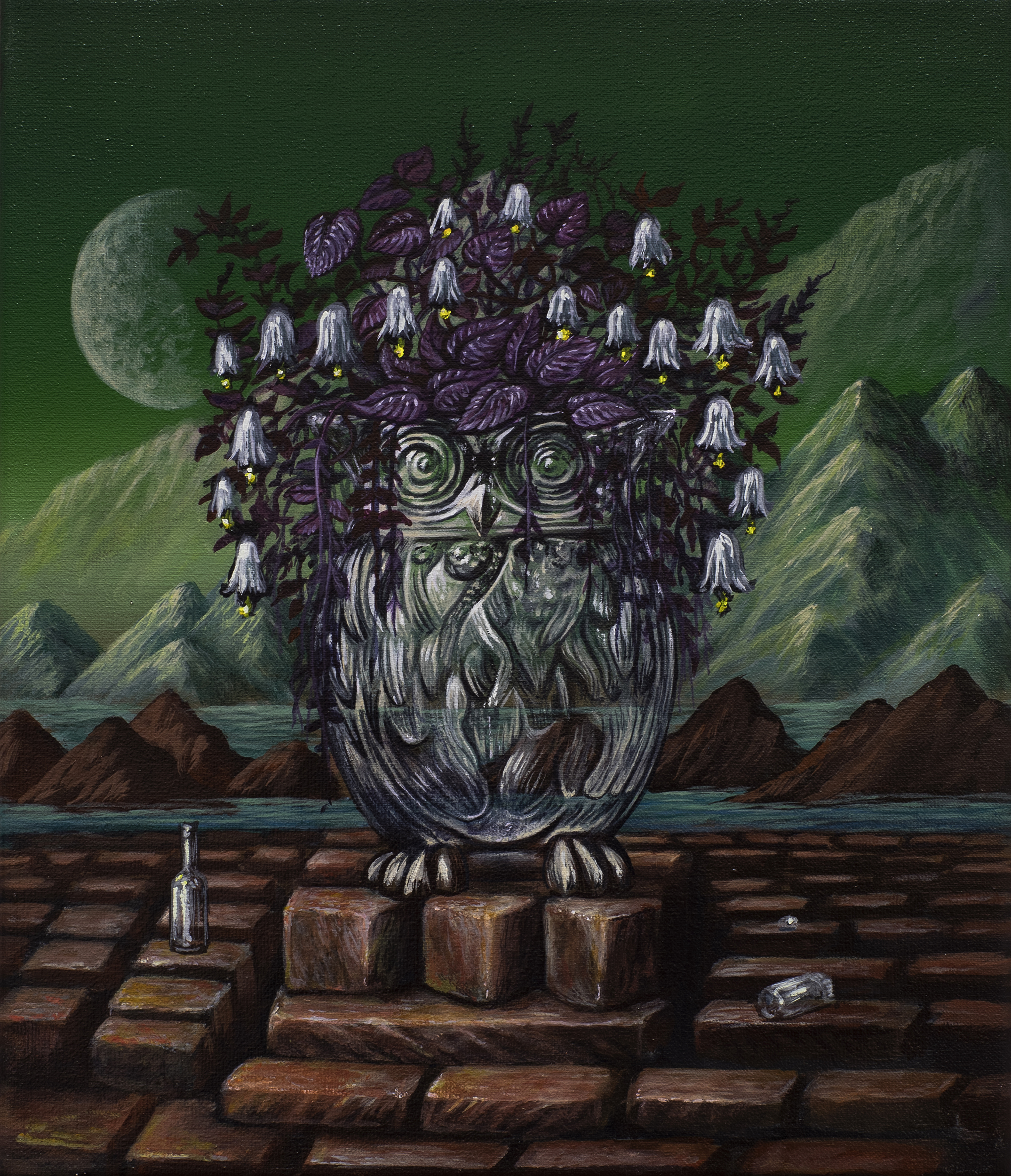 Noche VerdeAcrílico sobre lienzo34 x 30 cm2024(No disponible)