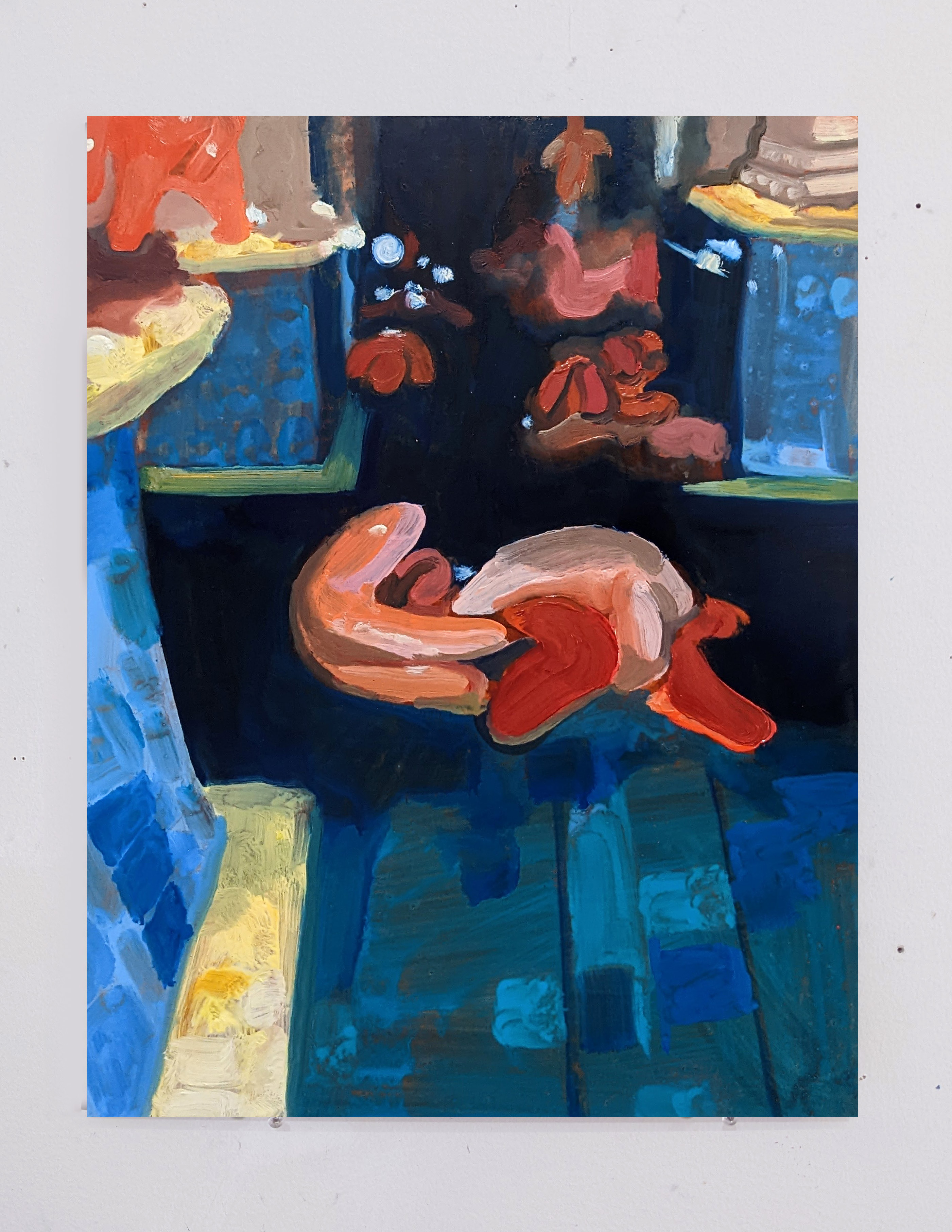 Bathhouse Floors, 2022 .14” x 18”. Oil on board.