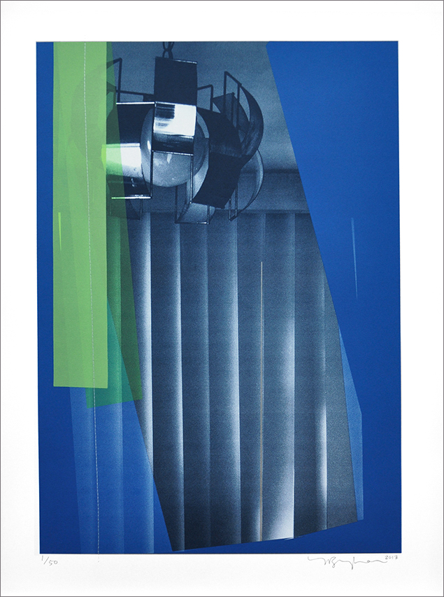 "Gary Ave", 2017, 4-color silk screen, thread (limited print edition 50 + 1 AP and 1 PP). Produced in collaboration with Marisa Newman Projects, and Kayrock Screen Printing