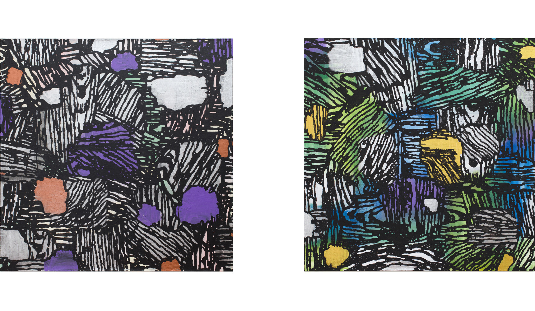 "Kadeïdoscope 1 & 2", 2018, Acryl on canvas, 100x100 cm